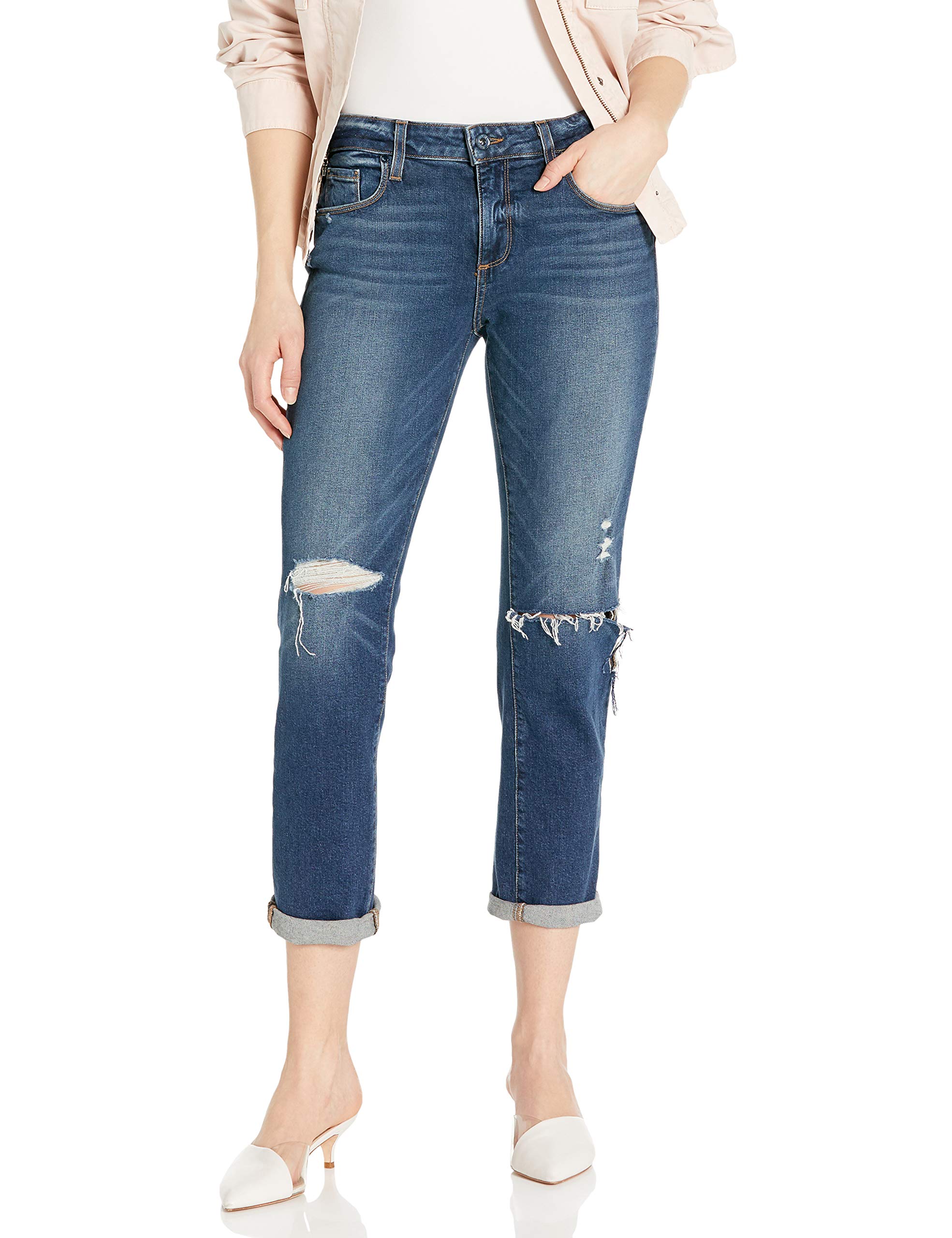 PAIGE Women's Brigitte Relaxed Fit Boyfriend Jeans | High Waist Distressed Denim for Casual Wear & Everyday Outfits