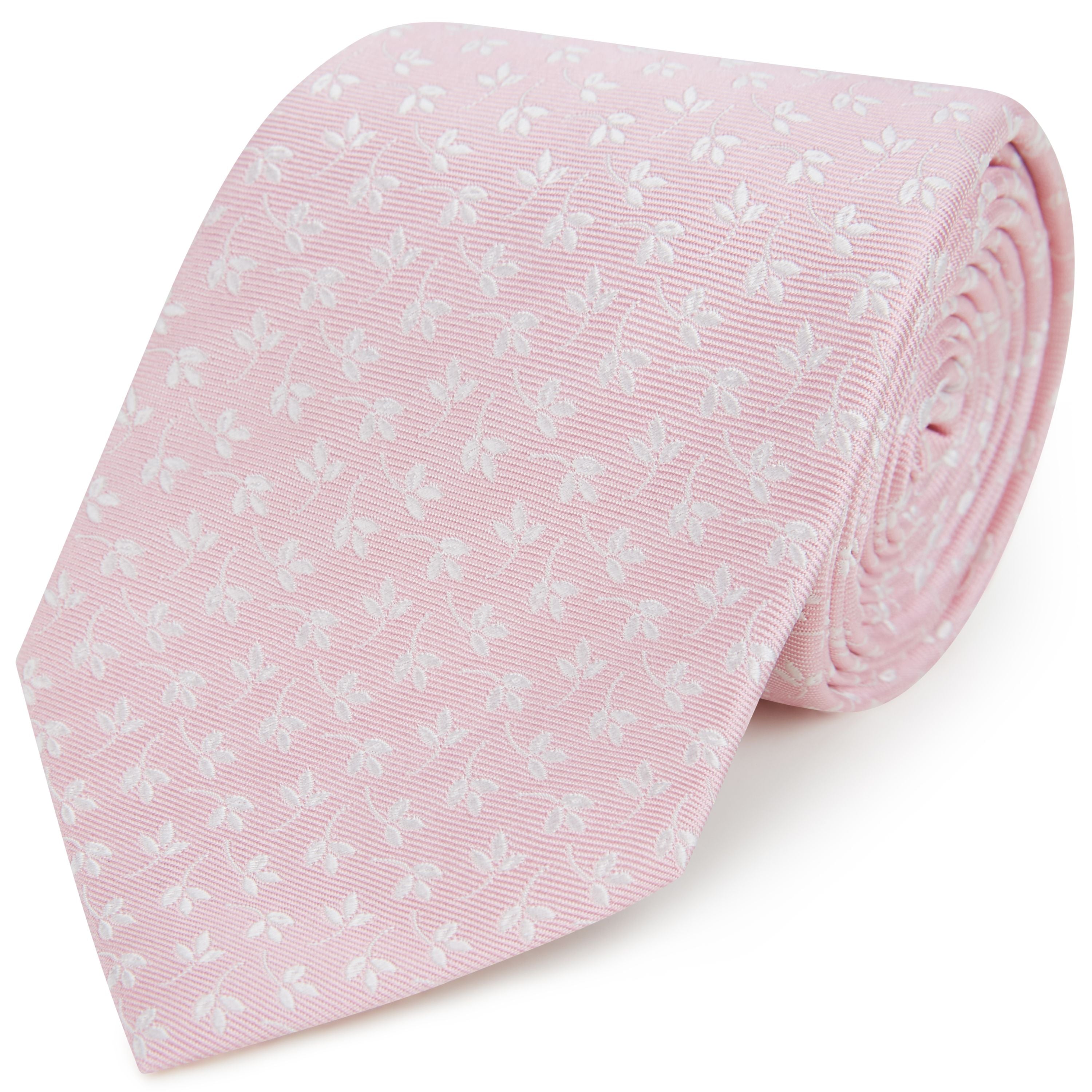 Elegant Pink Leaf Woven Silk Tie for Men - Perfect for Weddings, Business Meetings & Formal Occasions