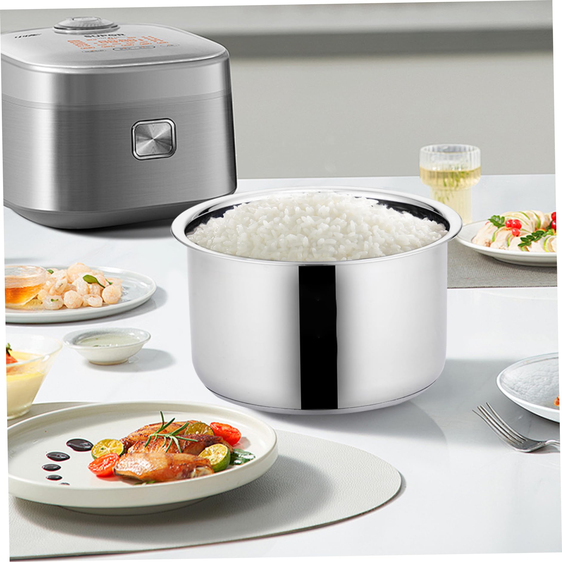 Stainless Steel 3L Rice Cooker Inner Pot with Thickened Bottom - Replacement Pot for Electric Pressure Cooker - Perfect for Home Cooking & Meal Prep