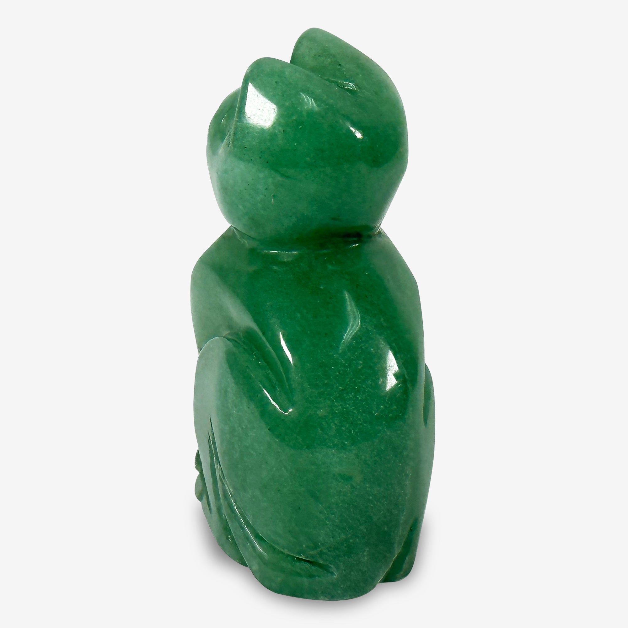 Hand Carved Aventurine Cat Gemstone Figurine - Natural Stone Animal Sculpture for Home Decor, Feng Shui, and Gift Giving