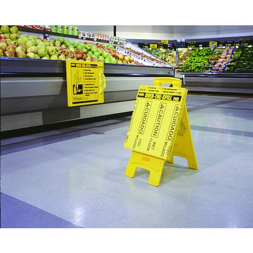 Rubbermaid Commercial Spill Absorbent Mat Pad Kit - Large Yellow Oil & Water Absorbing Pads for Fast Cleanup - Ideal for Restaurants, Offices, Facilities & Home Use - Perfect for Kitchen Spills, Garage Oil Leaks & Workplace Accidents