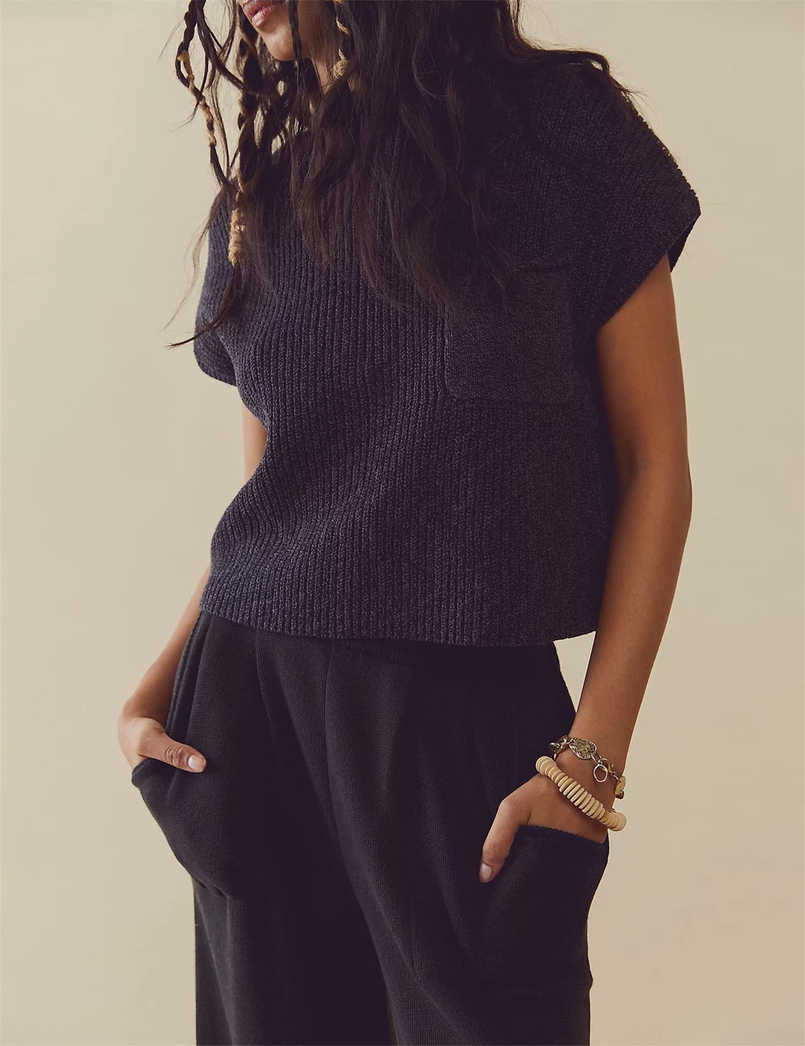 Women's Knit Sweater and High Waisted Pants Lounge Set - Soft Two Piece Outfit for Casual Wear, Fall Fashion, and Cozy Home Relaxation | Yuemengxuan Matching Sets