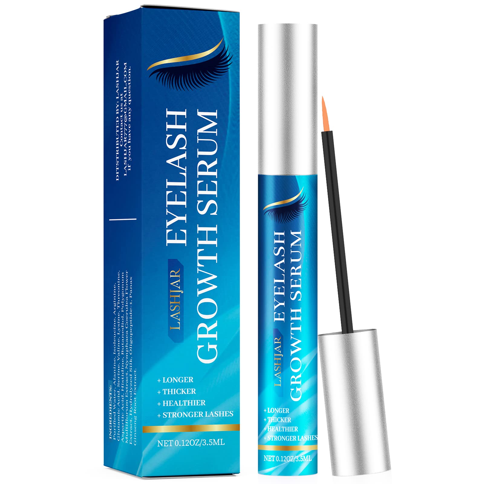 LASHJAR Premium Eyelash & Eyebrow Growth Serum - Natural Lash Boost for Longer, Fuller, Thicker Lashes & Brows - Enhance Your Look for Daily Wear & Special Occasions