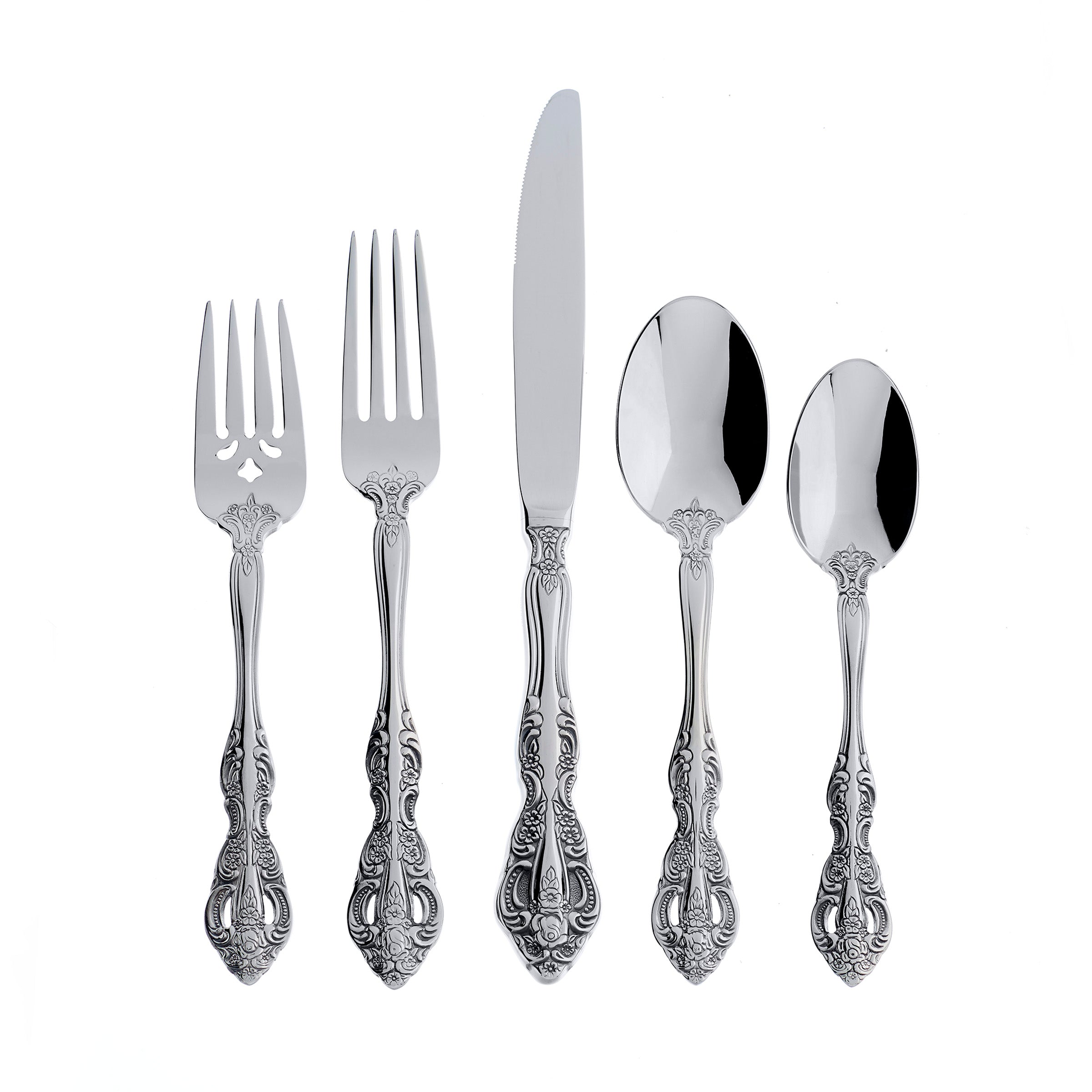 Michelangelo 45-Piece Stainless Steel Flatware Set - Elegant Dinnerware for 8, Perfect for Weddings, Holidays & Formal Dining