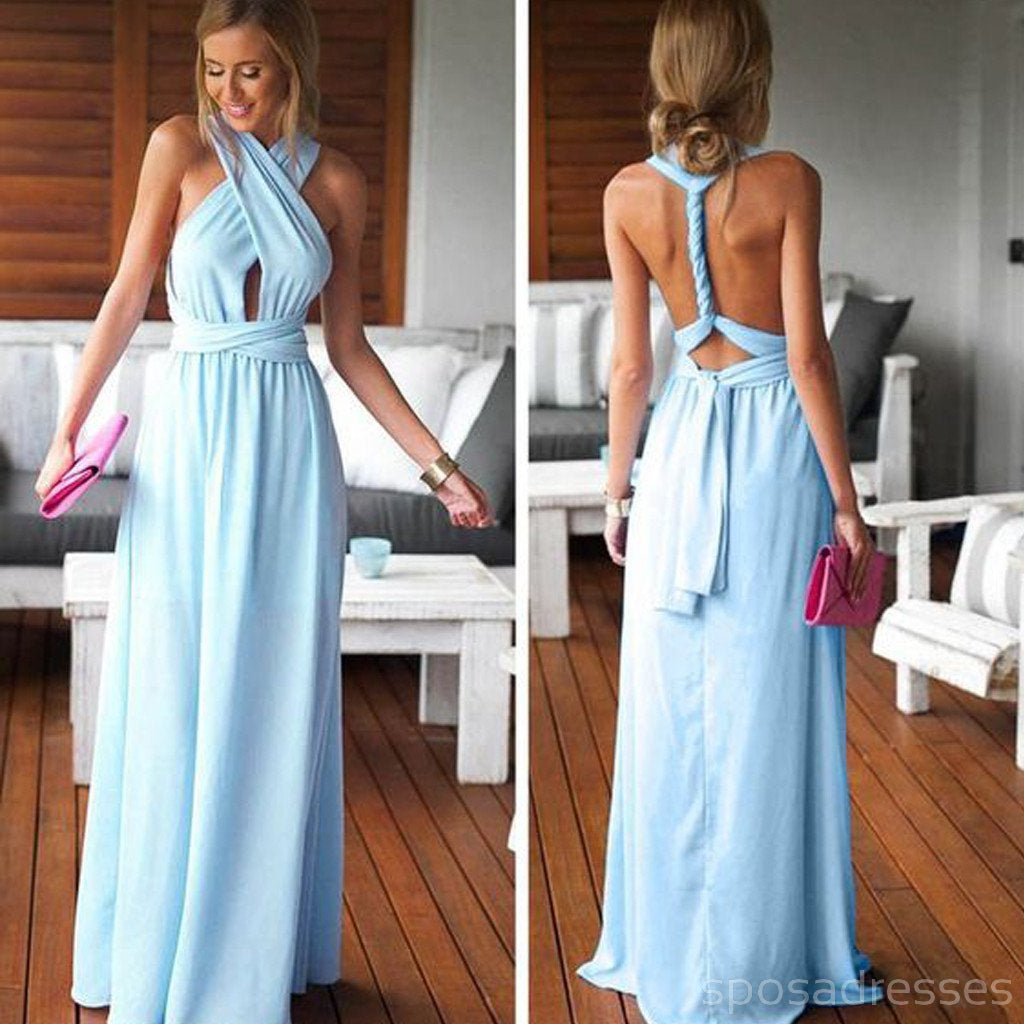 Affordable Convertible Blue Long Bridesmaid Dresses for Beach Wedding Party - WG59 | Elegant Formal Gowns for Summer Weddings, Bachelorette Parties & Special Occasions