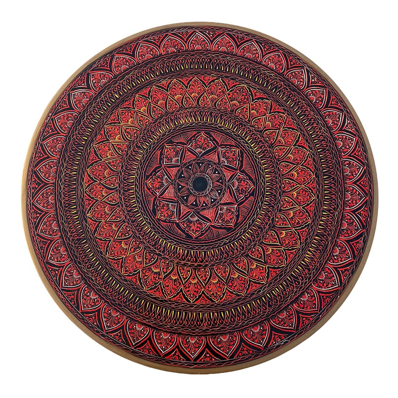 Handmade Round Wooden Coffee Table - Elegant Living Room Centerpiece or Bedside End Table - Perfect Housewarming Gift (King Red) - Ideal for Home Decor, Small Spaces & Cozy Gatherings
