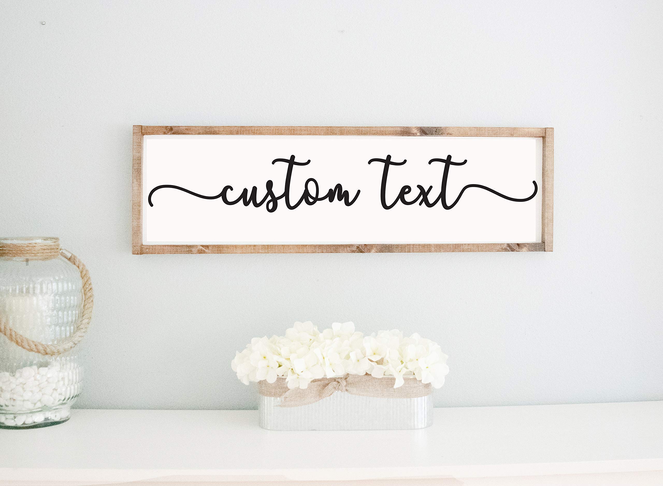 Custom Wooden Wall Sign with Personalized Text - Rustic Farmhouse Home Decor - Framed Quote Sign for Living Room, Bedroom & Office Decor