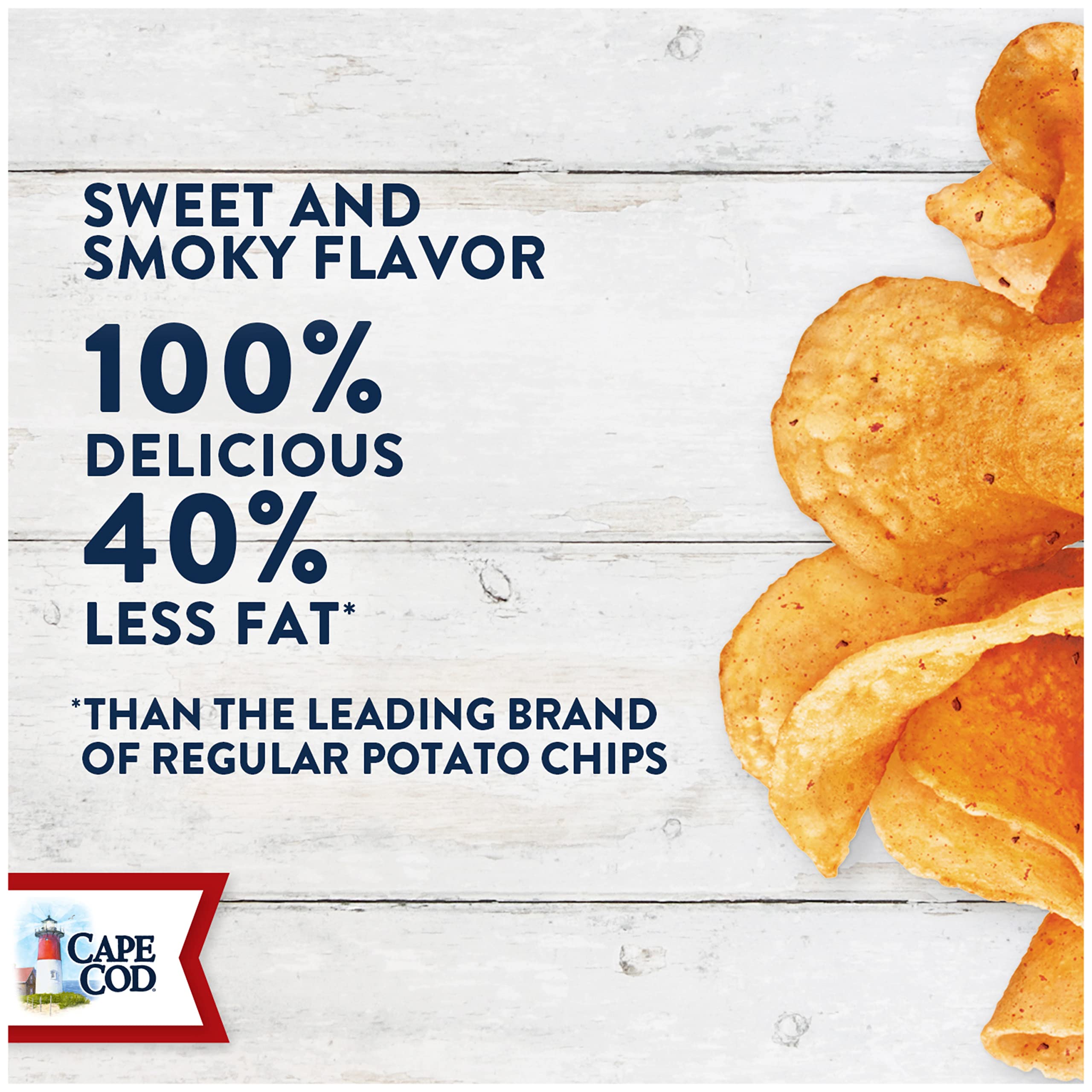 **Cape Cod Sweet Mesquite BBQ Kettle Cooked Potato Chips - Low Fat, Gluten Free Snacks - 7.5 Oz (12 Pack) - Perfect for Parties, Picnics & Game Day Snacking**