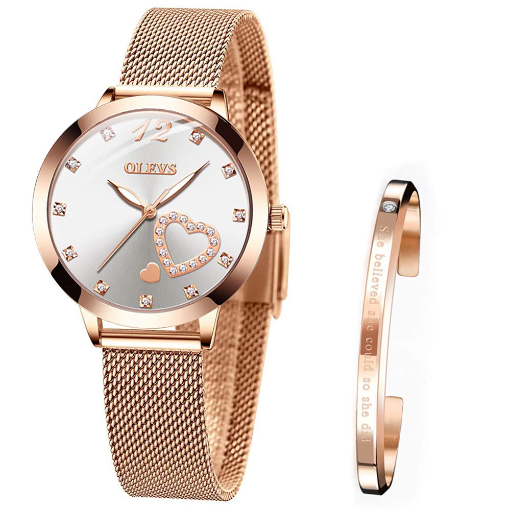 Verhux Women's Rose Gold Stainless Steel Waterproof Watch - Elegant Quartz Analog Timepiece for Daily Wear & Gifts
