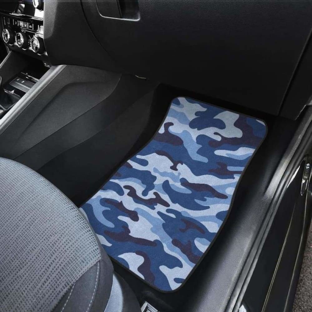 Blue Camo Camouflage Car Mats - Non-Slip Front & Back Floor Liners - Waterproof & Durable Vehicle Accessories - Perfect for Trucks, SUVs & Off-Road Adventures
