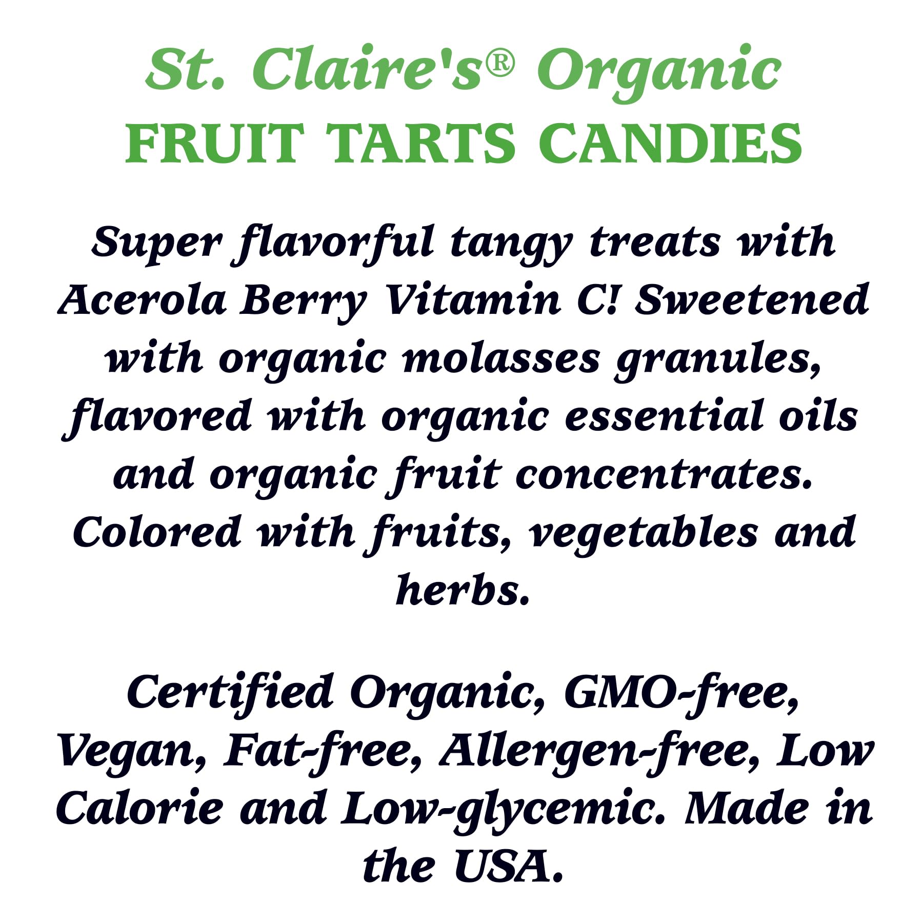 St. Claire's Organic Fruit Tart Candies - 6 Flavor Variety Pack | Gluten-Free, Vegan, Non-GMO, Plant-Based, Allergen-Free Snacks | Made in Allergy-Friendly Facility | Perfect for Parties, Gifts & Healthy Treats