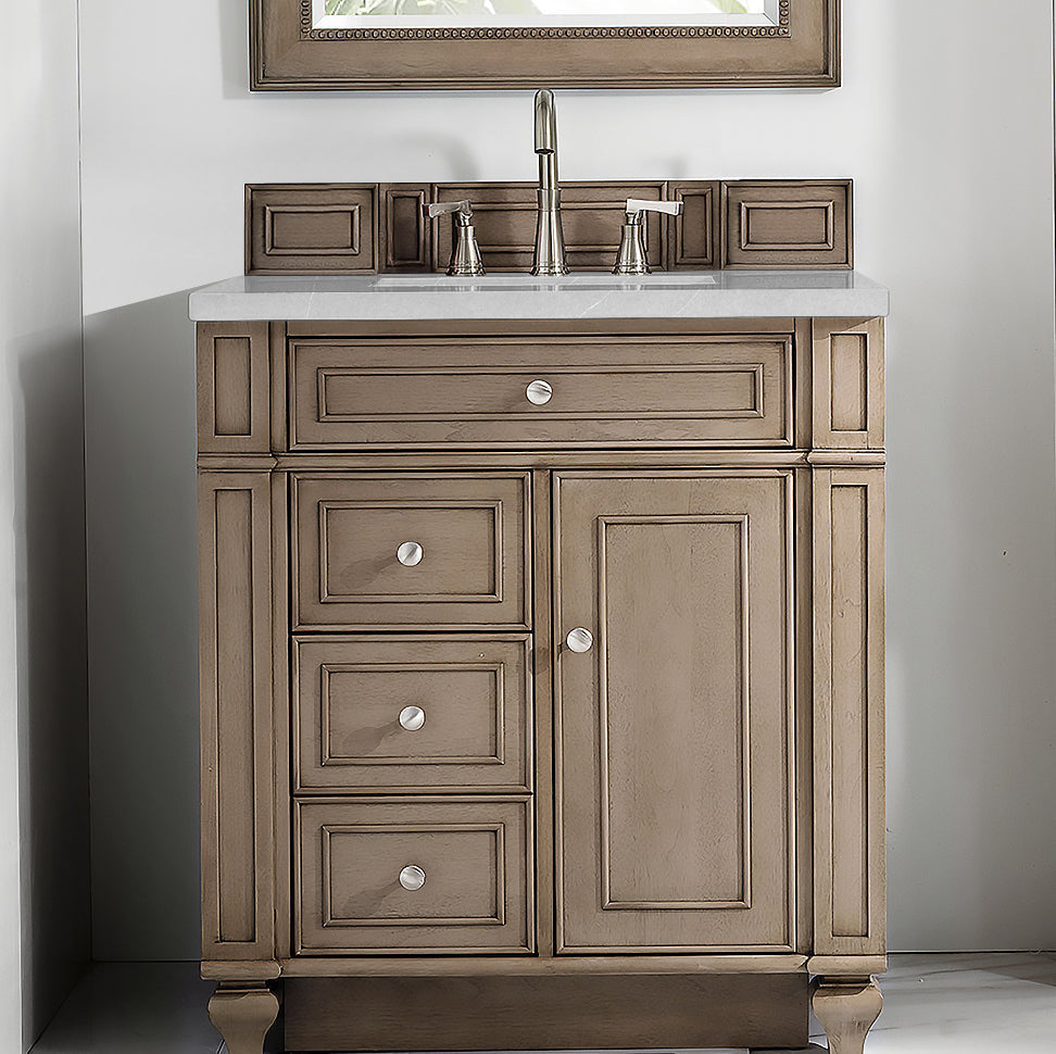 James Martin Vanities Bristol Collection 30-Inch Single Bathroom Vanity in Whitewashed Walnut with Countertop Options - Perfect for Modern Bathroom Remodeling and Home Renovation Projects