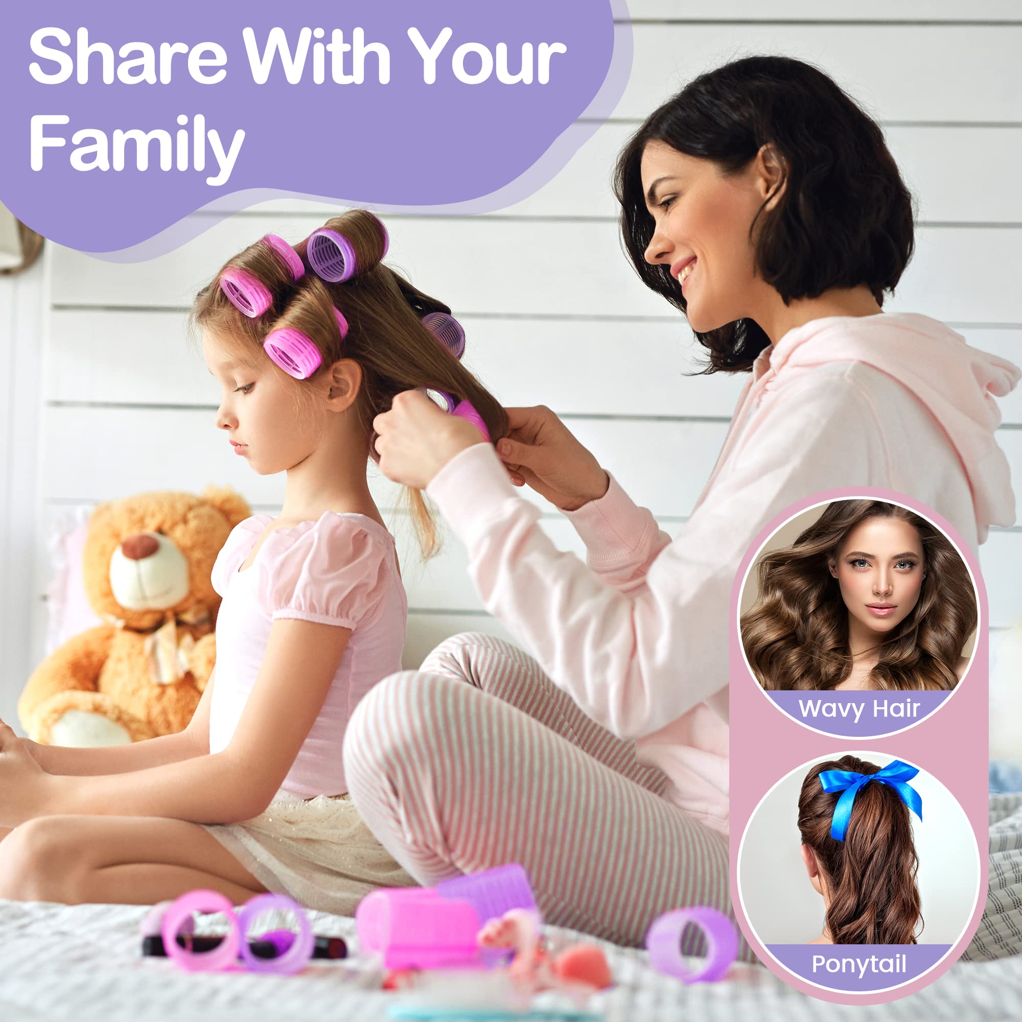 33 Piece Self Grip Hair Rollers Set - Large & Medium Hair Curlers for Long, Medium & Short Hair with 22 Rollers, 10 Stainless Steel Clips & Storage Bag | Perfect for Home Salon, DIY Styling, and Professional Hair Care
