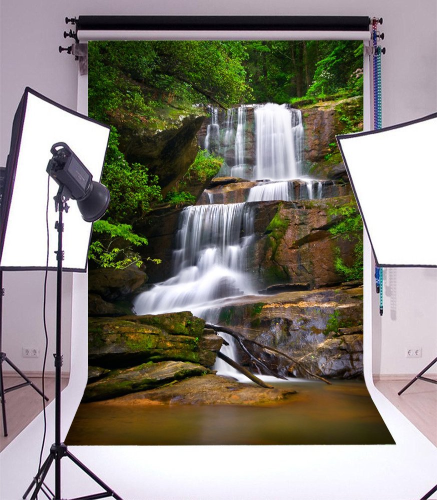 Yeele 5x7ft Waterfall Photography Backdrop - National Park Tropical Rainforest Jungle Background with Cascade Stream for Nature Landscape Travel Photo Shoots | Perfect for Kids & Adult Photo Booth, Studio Props (Ideal for Birthday Parties, Baby Showers & Themed Events)
