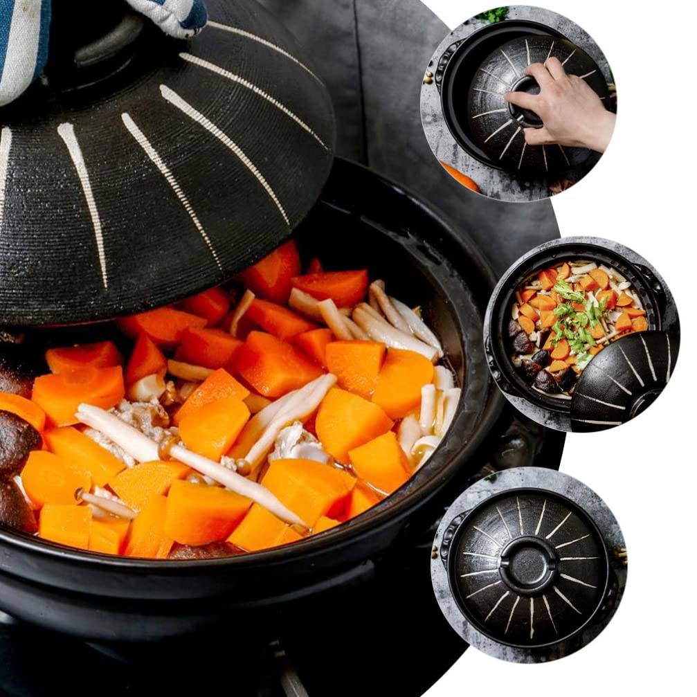 Authentic Japanese Donabe Clay Pot - Traditional Earthenware Casserole for Shabu Shabu, Sukiyaki & Hot Pot Cooking | Ceramic Soup Pot & Stock Pot for Japanese Cuisine | Perfect for Home Dining & Restaurant Use