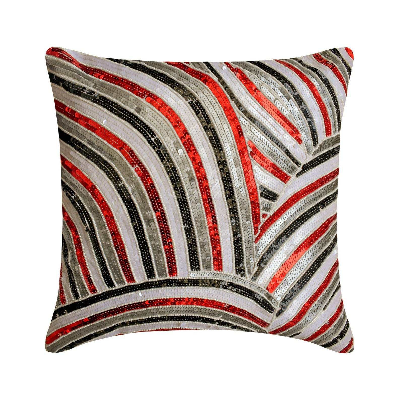Red and Black Abstract Silk Cushion Covers 16x16 Inch (40x40 cm) - Modern Decorative Zippered Pillow Covers for Sofa, Couch, Living Room - Perfect for Easter Home Decor and Cozy Interior Styling