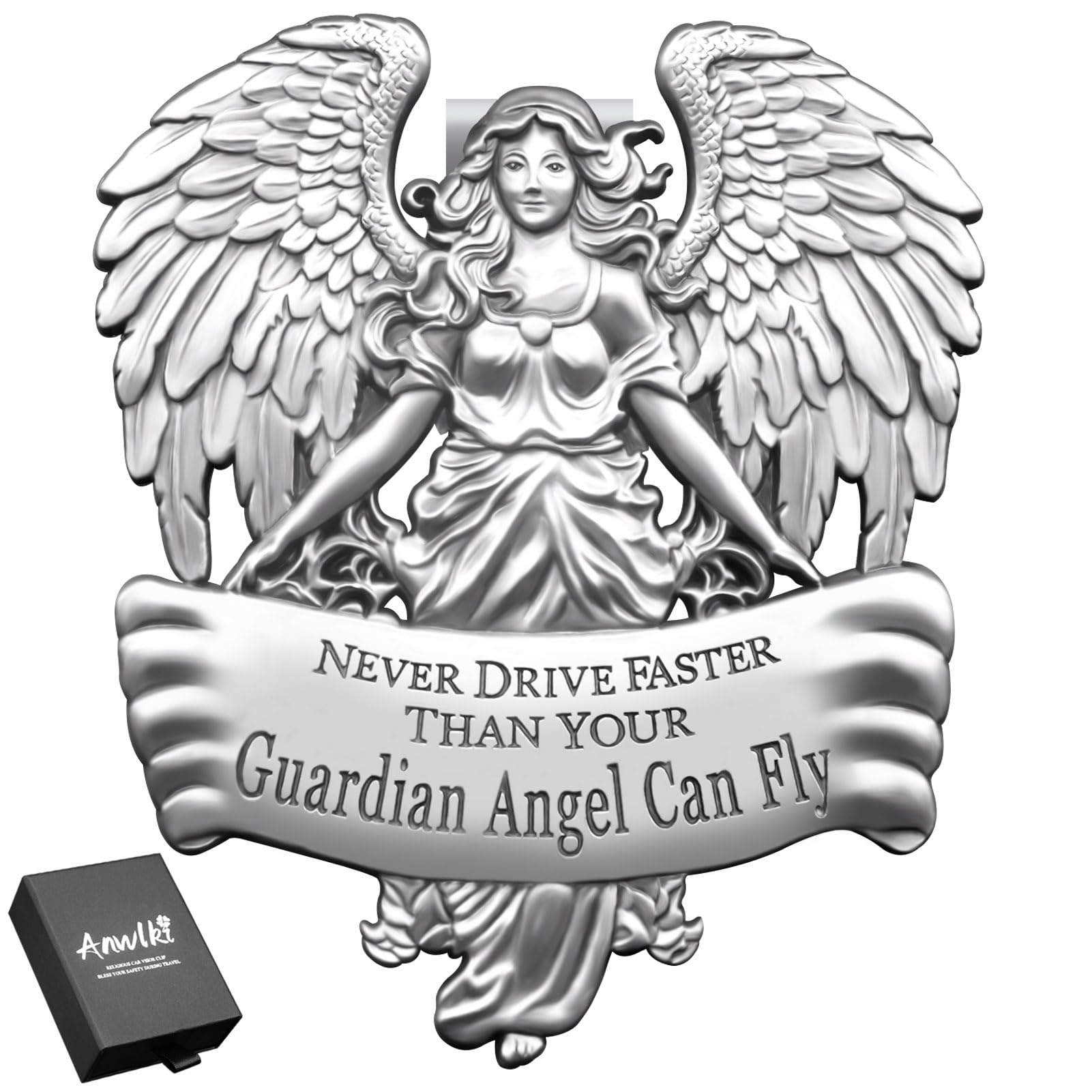 Guardian Angel Visor Clip - Religious Car Accessory for Safe Driving - Blessing Gift for Drivers, Parents, Family & Friends - Perfect for Road Trips, Commuting & Daily Protection