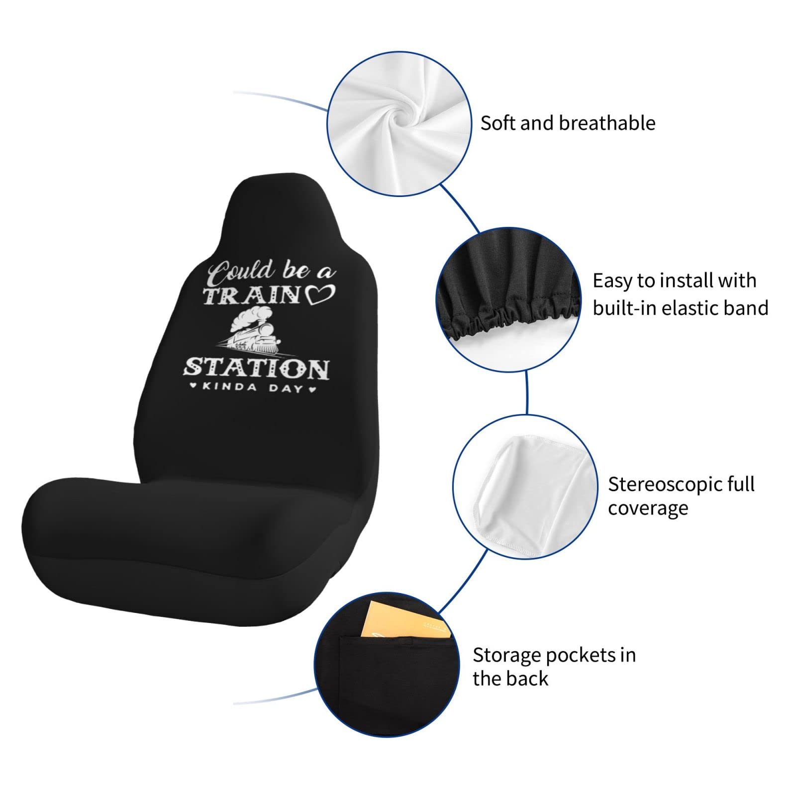 OKLRYNBV Train Station Inspired Car Seat Covers - Universal Fit for Most Vehicles (2-Piece Set) - Perfect for Daily Commutes, Road Trips & Protecting Seats