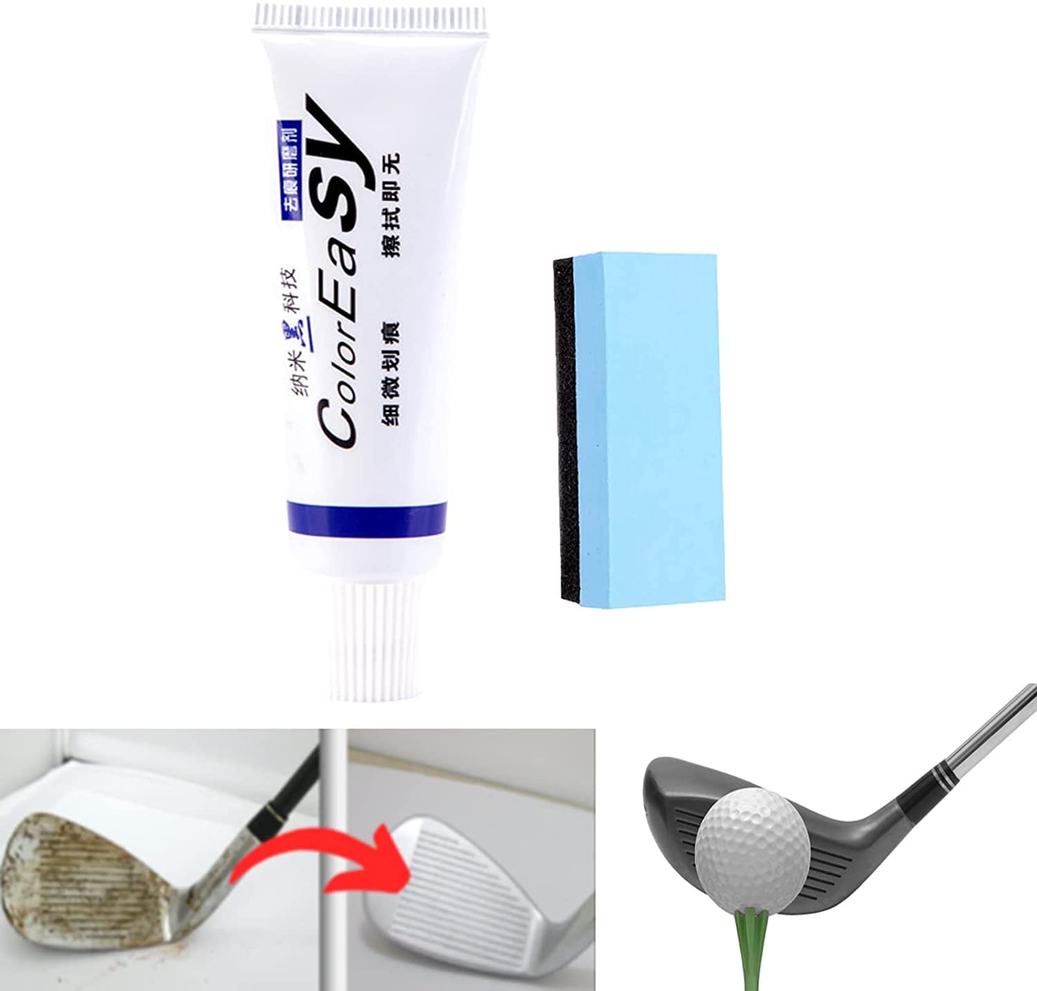 Vinxan Instant Golf Club Scratch Remover - Effectively Repair Scratches & Restore Paint | Golf Club Cleaner with Sponge | Perfect for Club Maintenance & Tournament Preparation