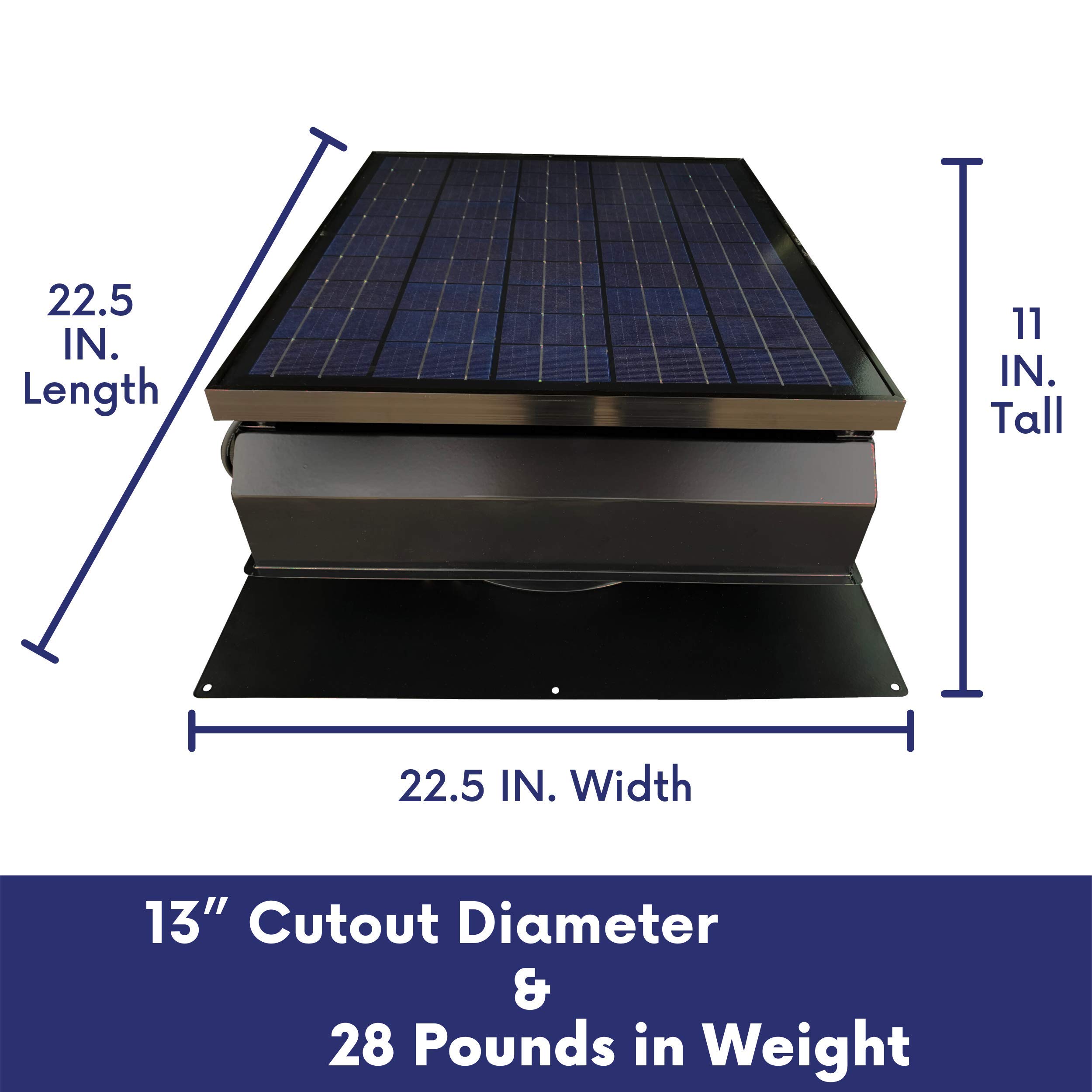 Remington Solar Builder Series 30W Solar Attic Fan with 110V Adapter - Energy Efficient Roof Ventilation for Home Cooling & Moisture Control - Perfect for Hot Climates, Garages & Attic Ventilation
