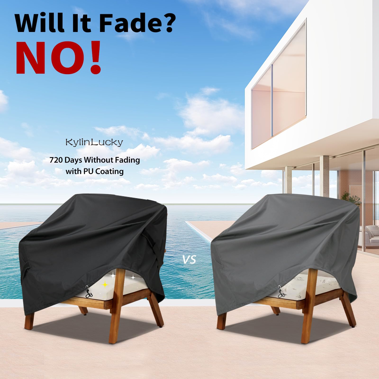 Waterproof Patio Furniture Covers 2 Pack - 29W x 30D x 36H Inches, Outdoor Chair Covers for Lawn & Garden, Black - Perfect for Protecting Chairs from Rain, Sun & Snow
