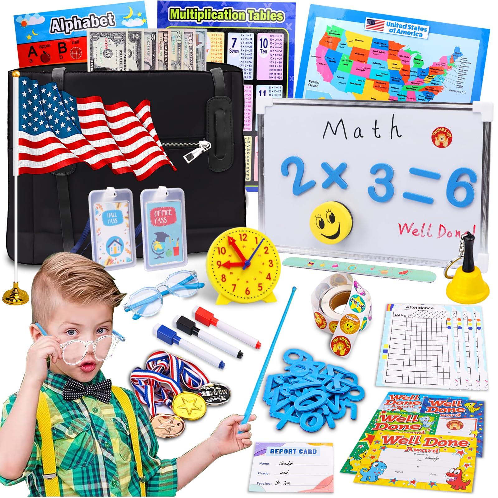 Interactive Pretend Play Teacher Set - Classroom Role-Playing Kit with Learning Toys | Educational Gift for Kids | Perfect for Homeschooling & Preschool Playtime