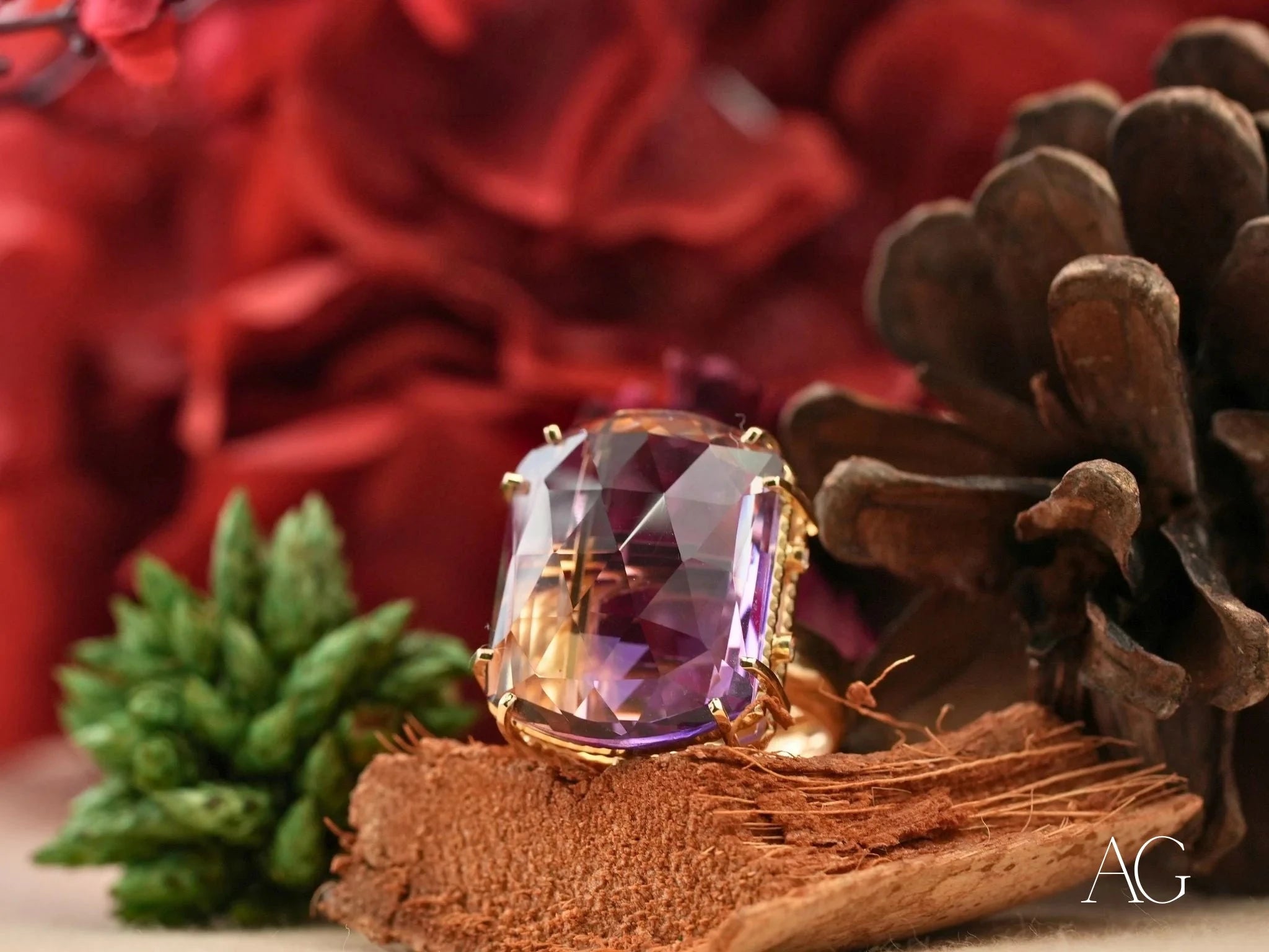 18K Yellow Gold Amethyst and Diamond Ring for Women - Purple Royale Elegant Jewelry | Perfect for Weddings, Anniversaries & Special Occasions