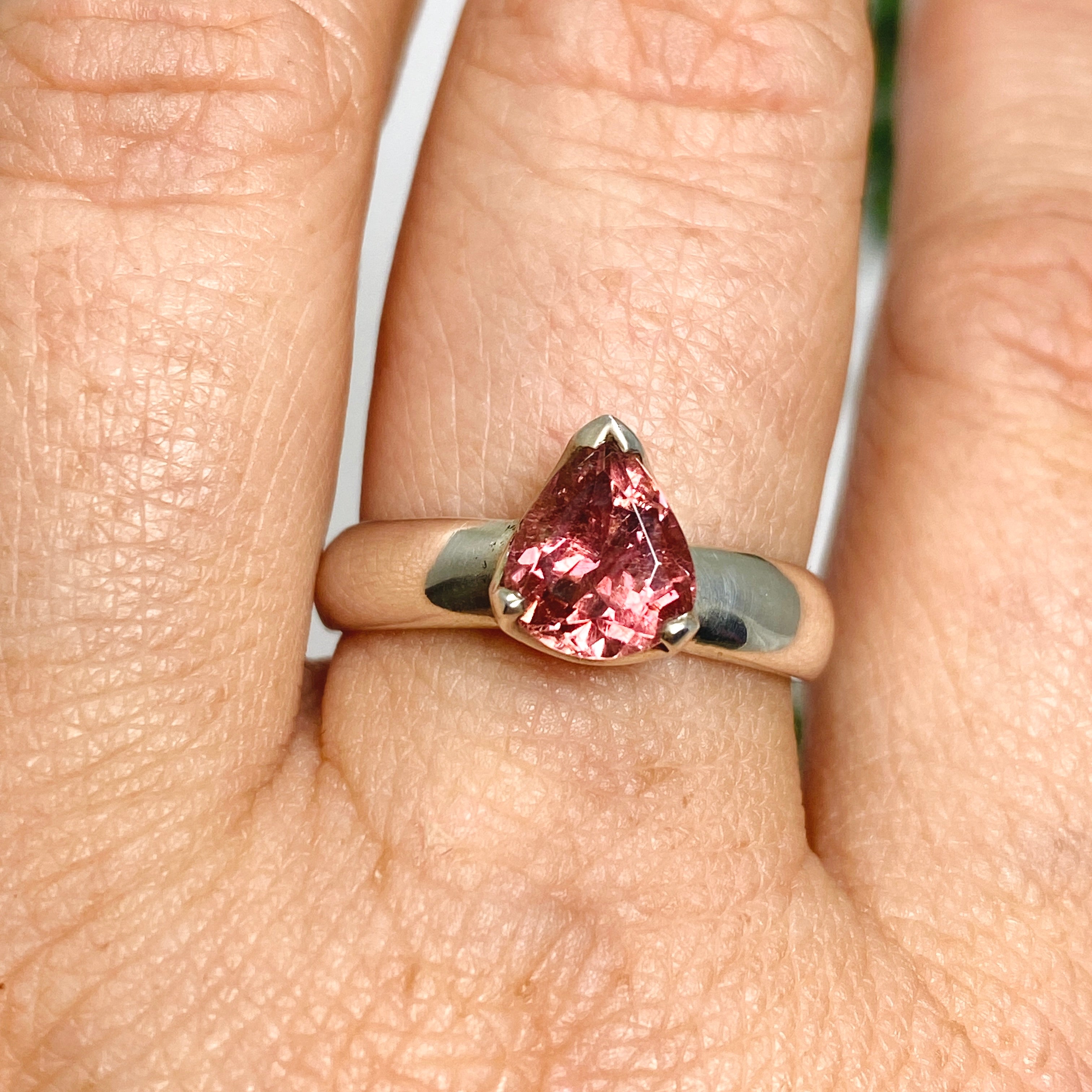 Pink Tourmaline Teardrop Faceted Ring - Size 8 - PRGJ539 - Elegant Jewelry for Women, Perfect for Weddings, Parties & Special Occasions