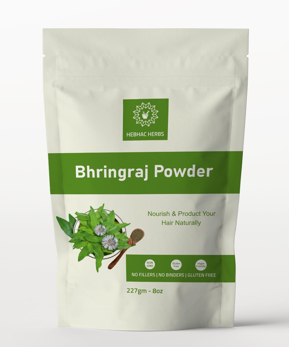 Hebhac Bhringraj Powder (Eclipta Prostrata) for Hair Growth & Rejuvenation - 100% Natural Hair Conditioner & Growth Treatment (100g) | Promotes Thicker, Stronger Hair for Men & Women - Perfect for DIY Hair Masks & Ayurvedic Scalp Care