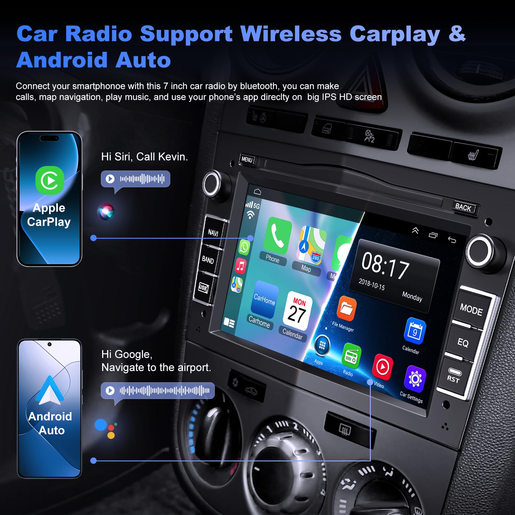 Android 13 Car Stereo for Opel/Vauxhall Corsa Astra Antara - 7 Inch 2GB RAM 32GB ROM Touchscreen Head Unit with Wireless CarPlay & Android Auto, Bluetooth, GPS, WiFi, Backup Camera & Voice Control - Perfect for Hands-Free Driving & Navigation