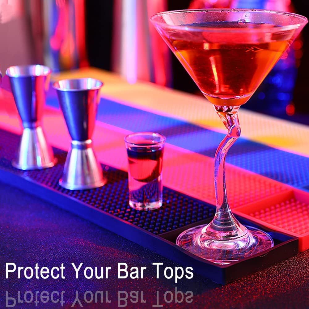 Olrada Non-Slip Spill Mat for Bars & Restaurants - 24x4 Inch Waterproof Counter Protector, Durable Bar Rail Runner for Kitchen, Home & Commercial Use - Ideal for Drink Spills, Food Prep & Table Decoration