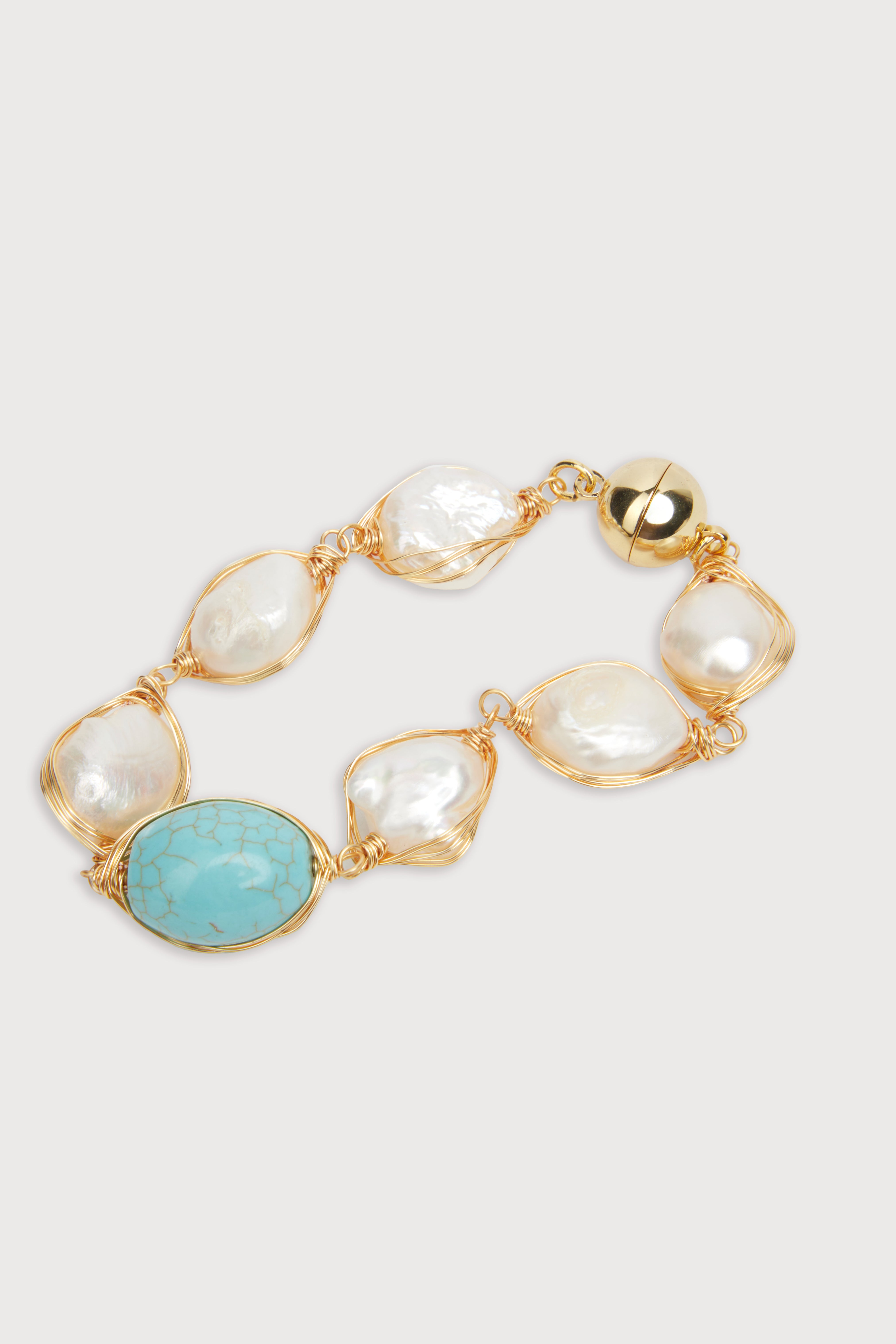 Elegant Turquoise Baroque Pearl Bracelet for Women | Handmade Boho Jewelry | Perfect for Weddings, Parties & Everyday Wear