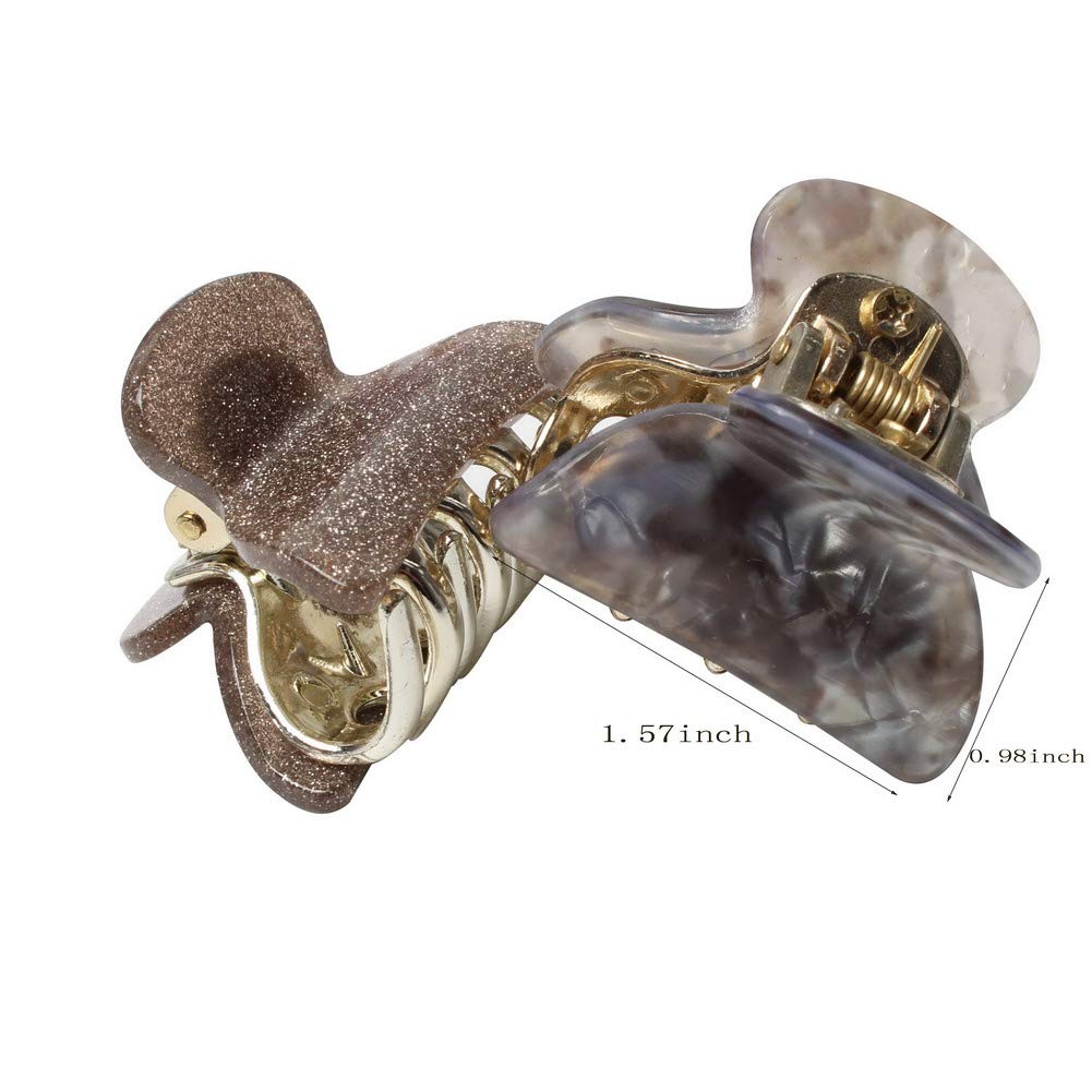 1.57 Inch Floral Printed Acrylic Hair Claw Clips for Women & Girls - Non-Slip Grip Hair Clamps (Pack of 12) - Perfect for School, Work, and Everyday Styling