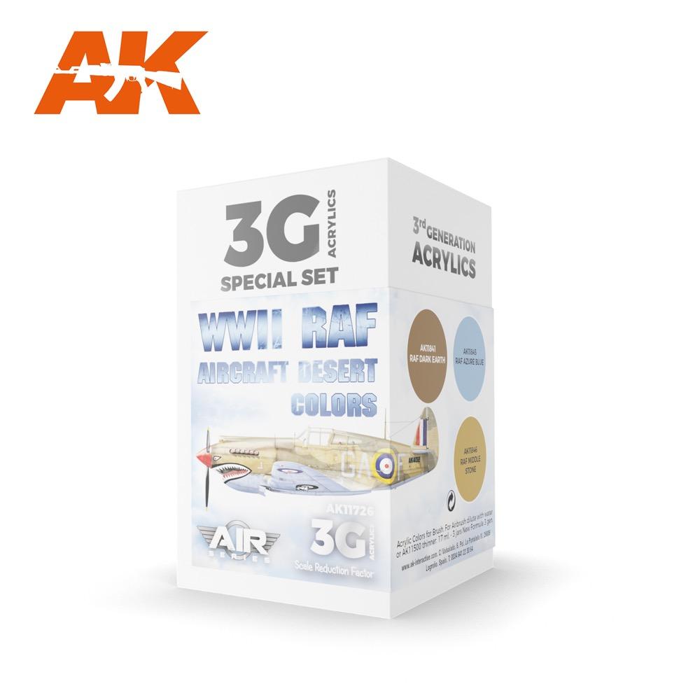 AK Interactive AK11726 Air Series WWII RAF Aircraft Desert Colors Acrylic Paint Set (3rd Gen) - Perfect for Model Kits, Dioramas & Historical Aircraft Restoration Projects