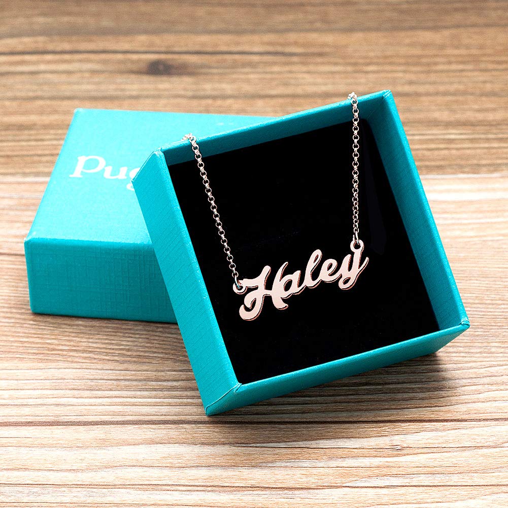 LoEnMe Personalized Haley Name Necklace in Rose Gold - Custom Engraved Jewelry Gift for Women, Couples, Anniversary & Valentine's Day | Perfect for Date Nights, Weddings & Special Occasions