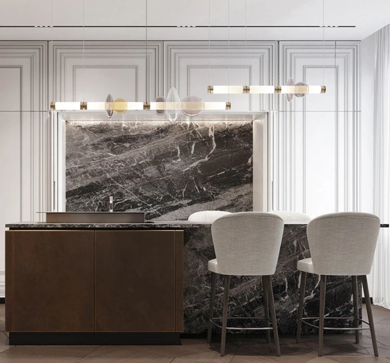 Stellar Orbit Linear LED Minimalist Pendant Light - Modern Dimmable Hanging Fixture for Kitchen Island, Dining Room & Bedroom Lighting