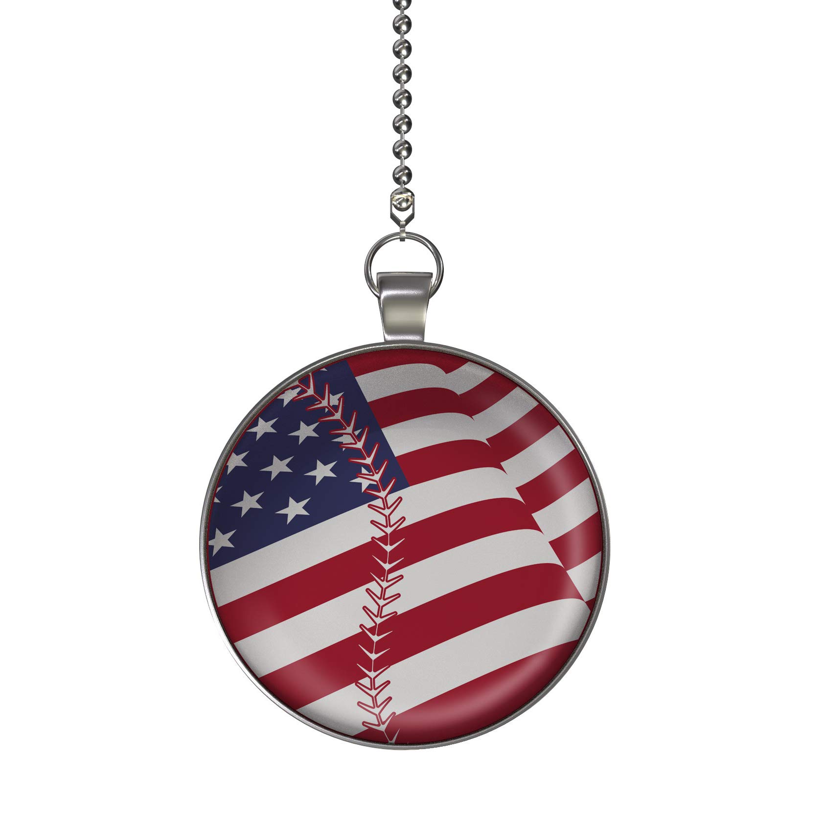 American Flag Baseball Ceiling Fan with Pull Chain Light Pendant - Perfect for Sports Bars, Man Caves, and Game Room Decor