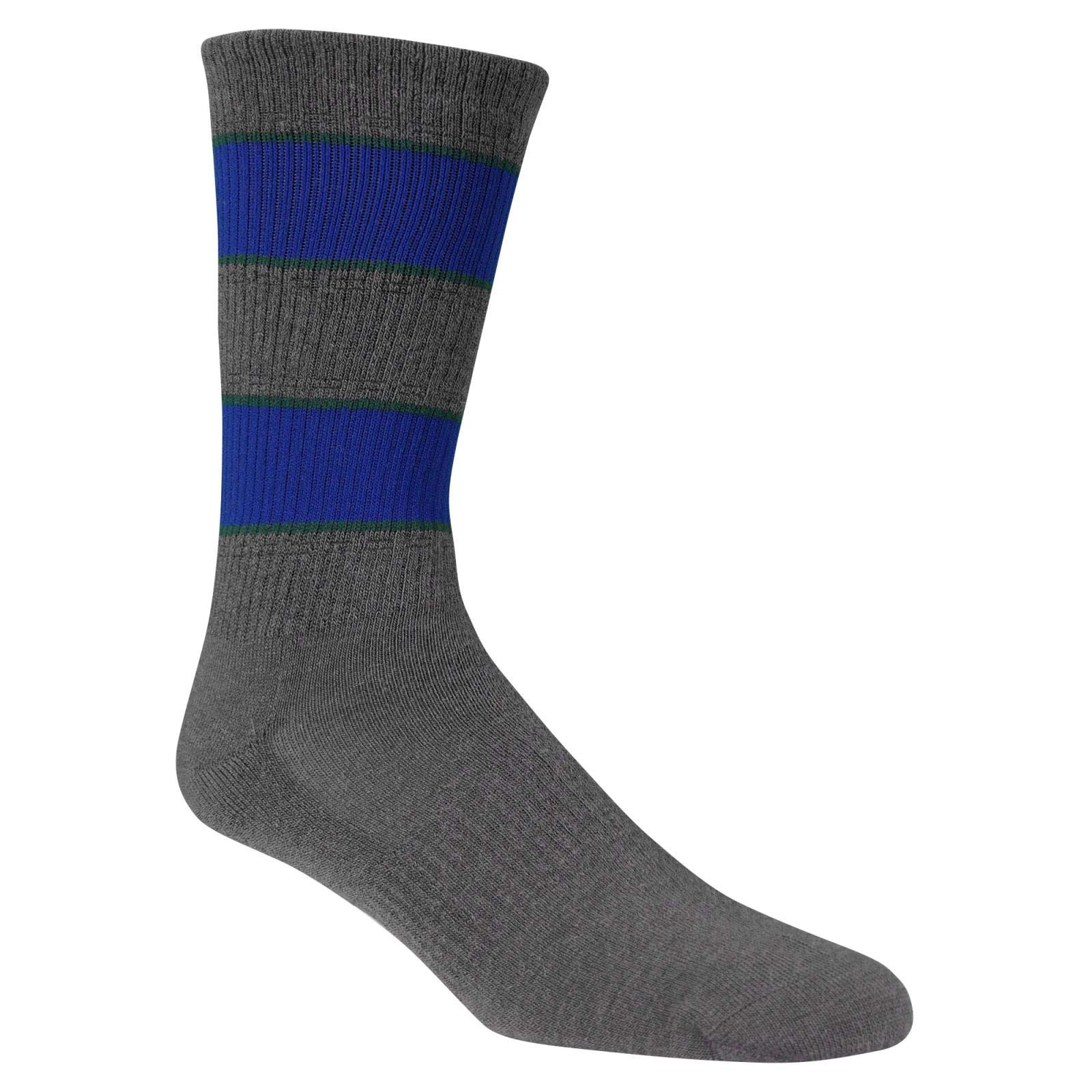 Dr. Scholl's Men's Original Collection Faux Outdoor Rugby Stripe Crew Socks - Comfortable Athletic Socks for Running, Hiking & Casual Wear