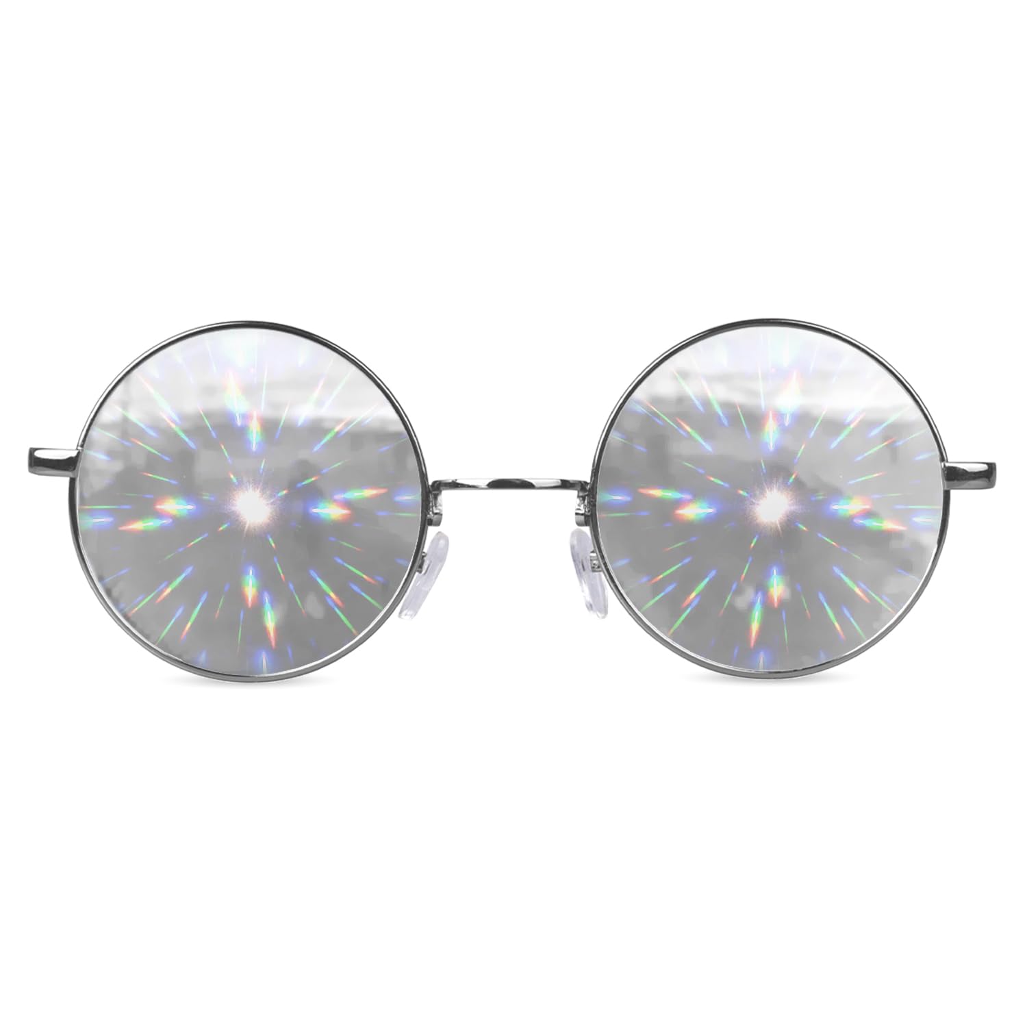 GloFX Diffraction Glasses - Hippie & Pilot Style Metal Frame Sunglasses with Mirror Lens & 3D Prism Rainbow Effect for Music Festivals, Raves, and Light Shows