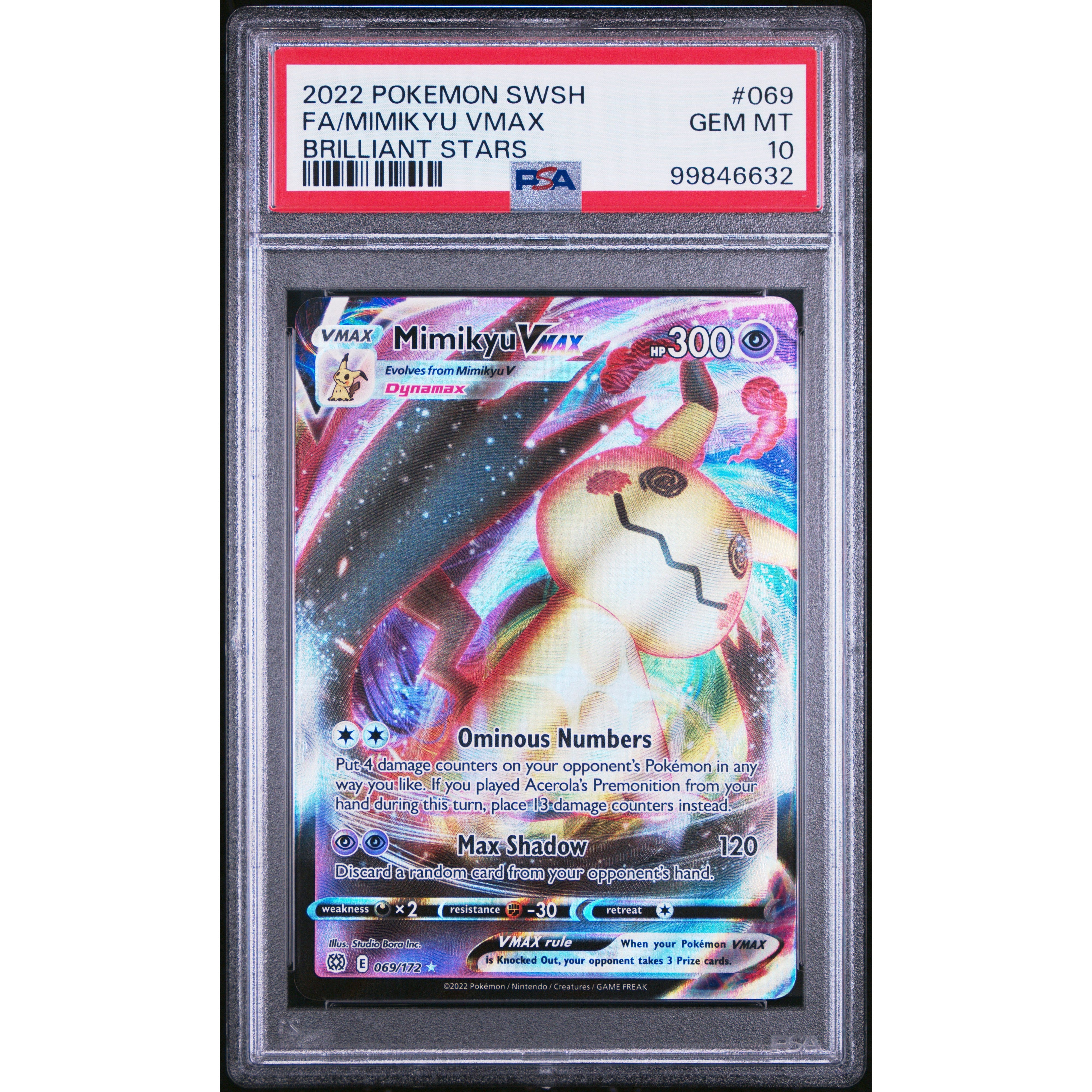 2022 Pokemon Brilliant Stars Mimikyu 069/172 PSA 10 Graded Card - Perfect for Collectors, Gaming & Investment
