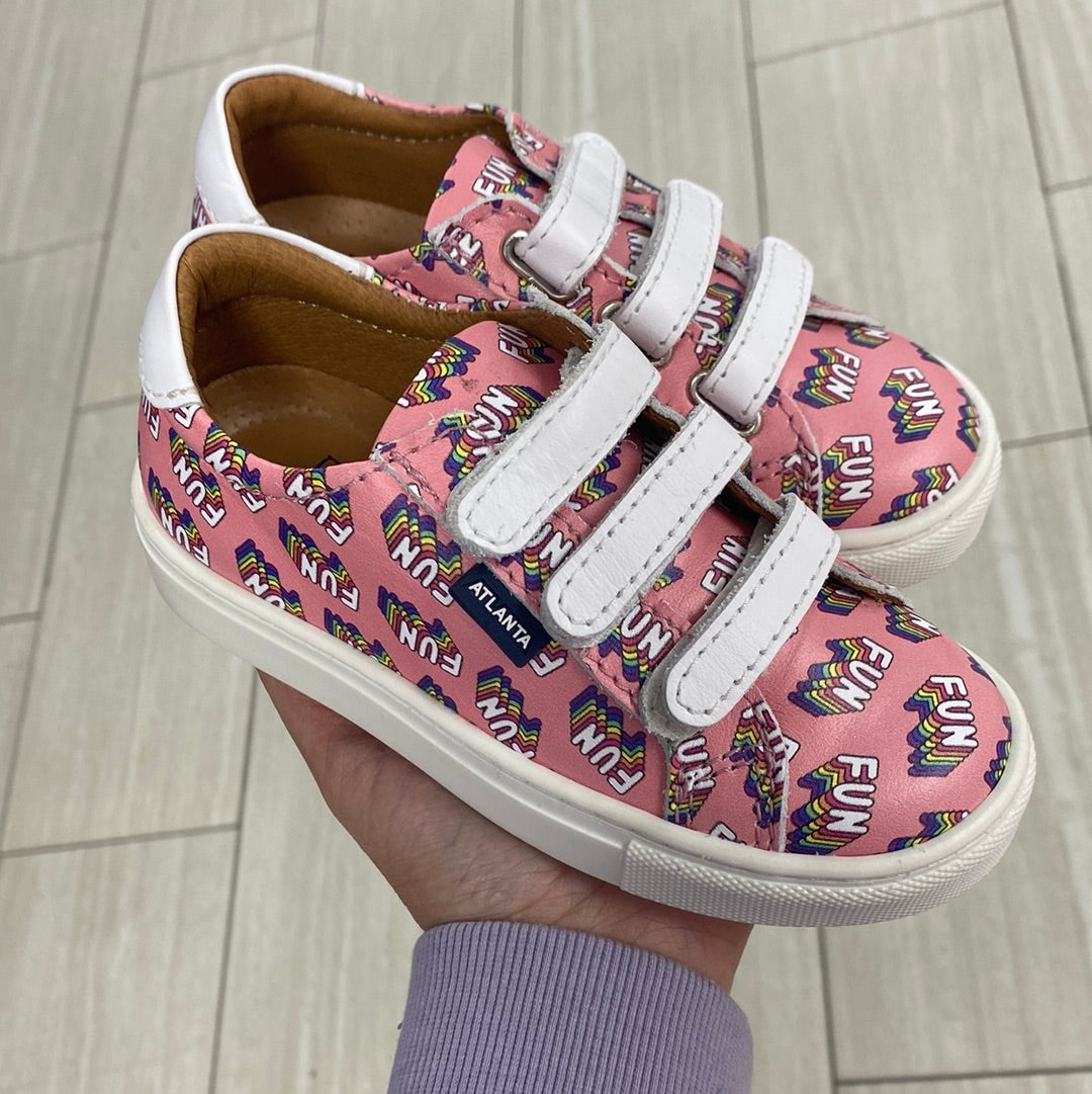 Atlanta Moccasin Pink Fun Print Velcro Sneakers for Women - Comfortable Slip-On Casual Shoes for Walking, Work & Everyday Wear