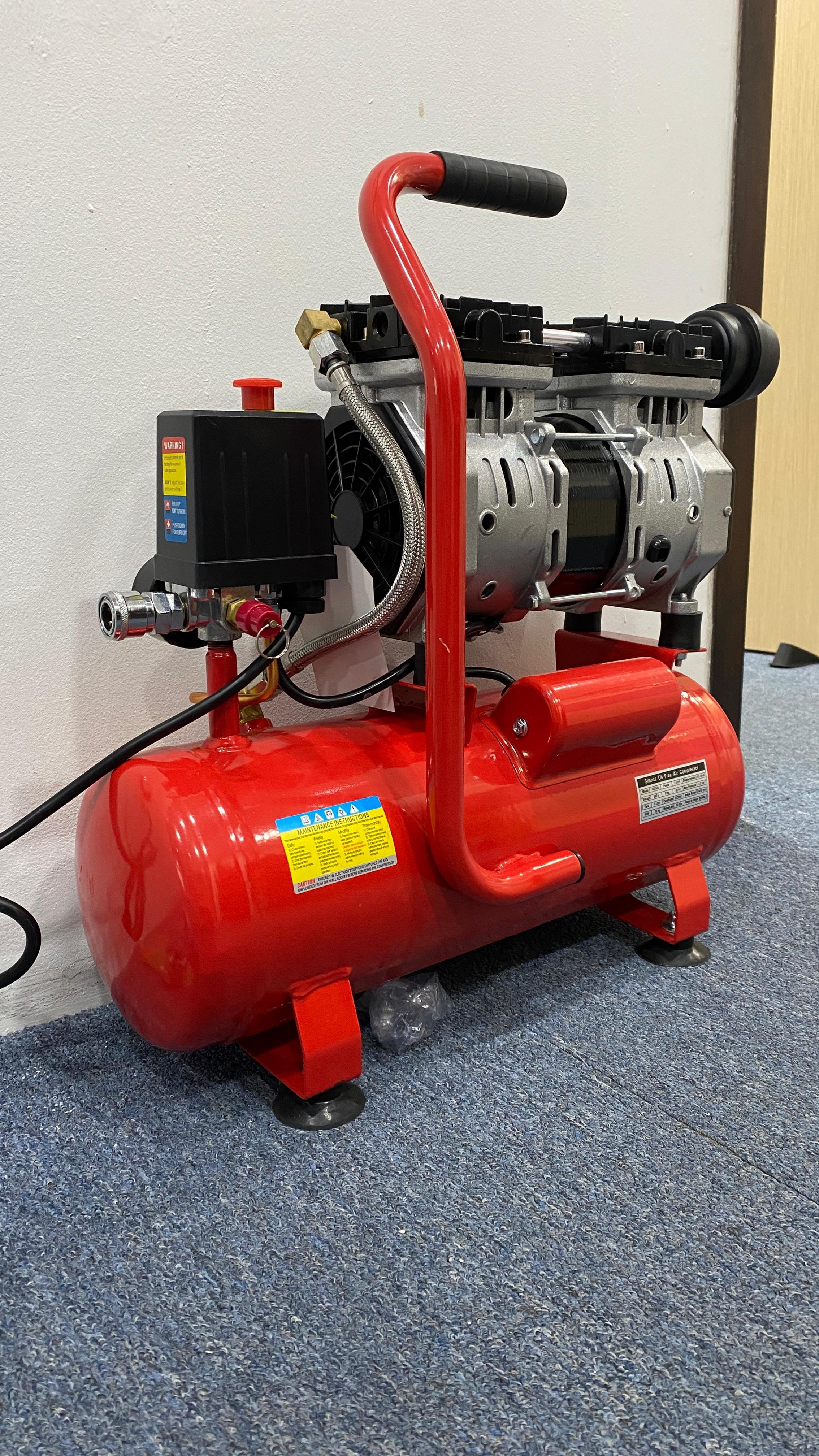 **Aiko 1.5HP 9L Oil-Free & Silent Air Compressor (Red) - Model GDG09 RED | Portable & Quiet for Home DIY, Car Tires, Airbrushing & Inflatable Toys**