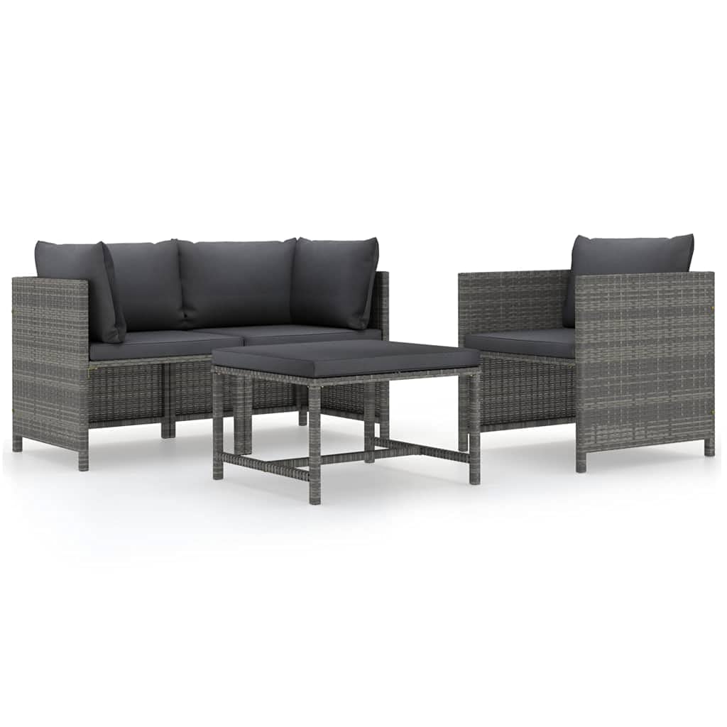 4-Piece Outdoor Patio Furniture Set - Rattan Wicker Sofa & Chairs with Cushions for Garden, Poolside, Backyard | Durable Weather-Resistant Conversation Bistro Set for Relaxing & Entertaining Outdoors