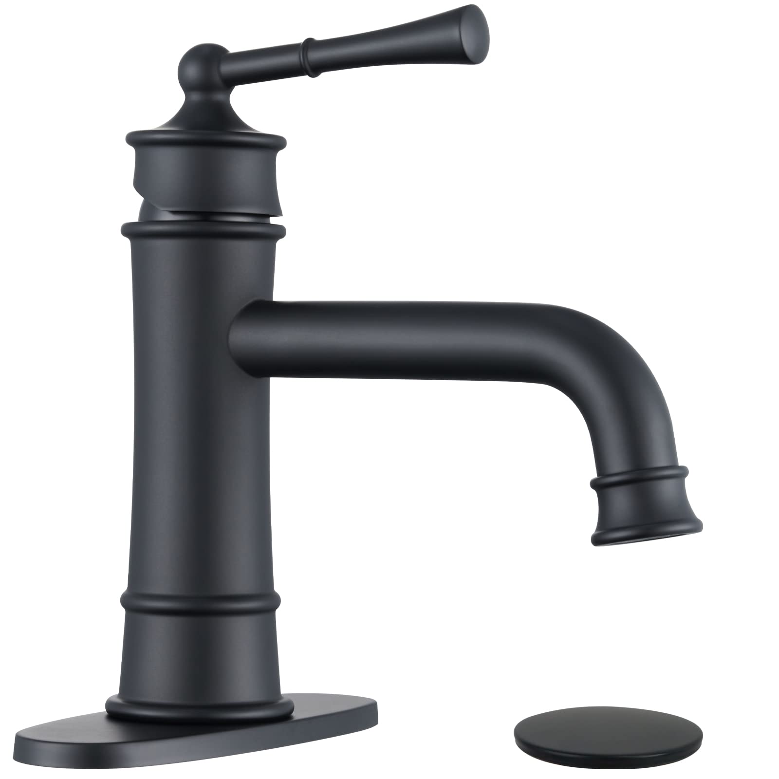 Antique Brass Single Handle Bathroom Faucet - Matte Black for Vanity Sink & RV