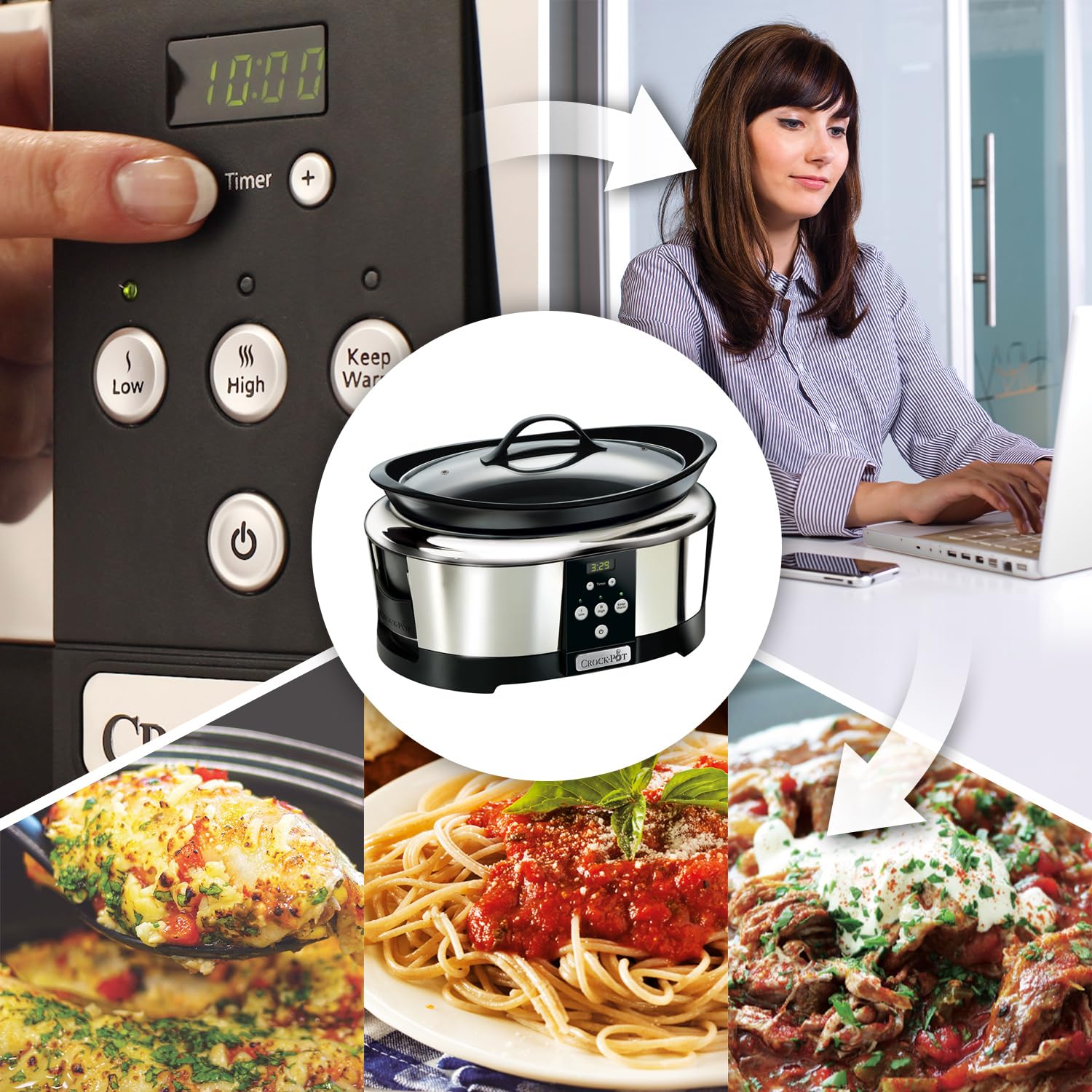Programmable Crock-Pot SCCPBPP605 6-Quart Slow Cooker with Digital Timer - Stainless Steel - Perfect for Family Dinners, Meal Prep & Entertaining
