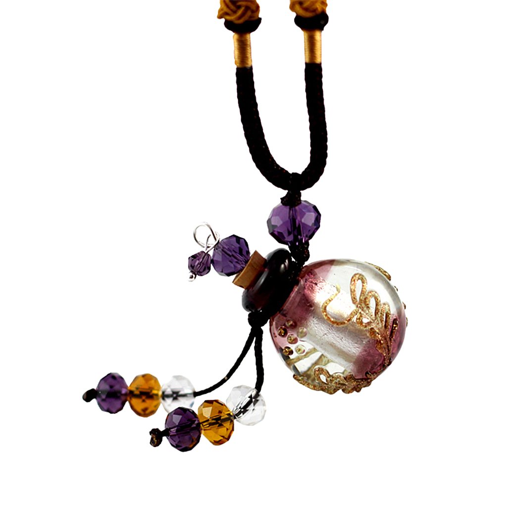 Bonarty Essential Oil Diffuser Necklace - Light Purple Glass Pendant for Aromatherapy & Perfume | Perfect for Stress Relief, Yoga, Meditation & Daily Wear
