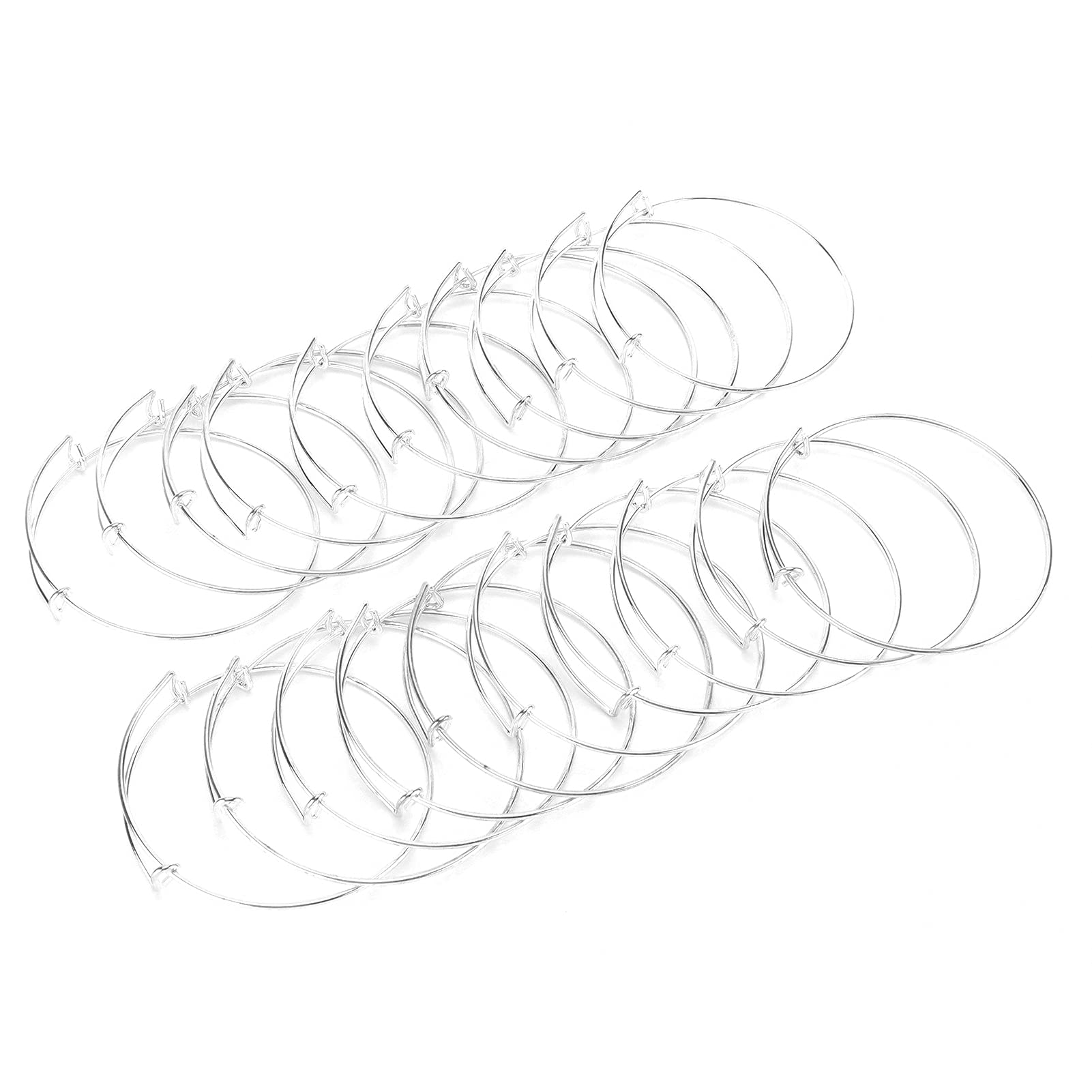 20PCS Expandable Stainless Steel Bangle Bracelets - Adjustable Wire Blank Bracelets for DIY Jewelry Making, Silver Color | Perfect for Handmade Crafts, Gift Giving & Fashion Accessories