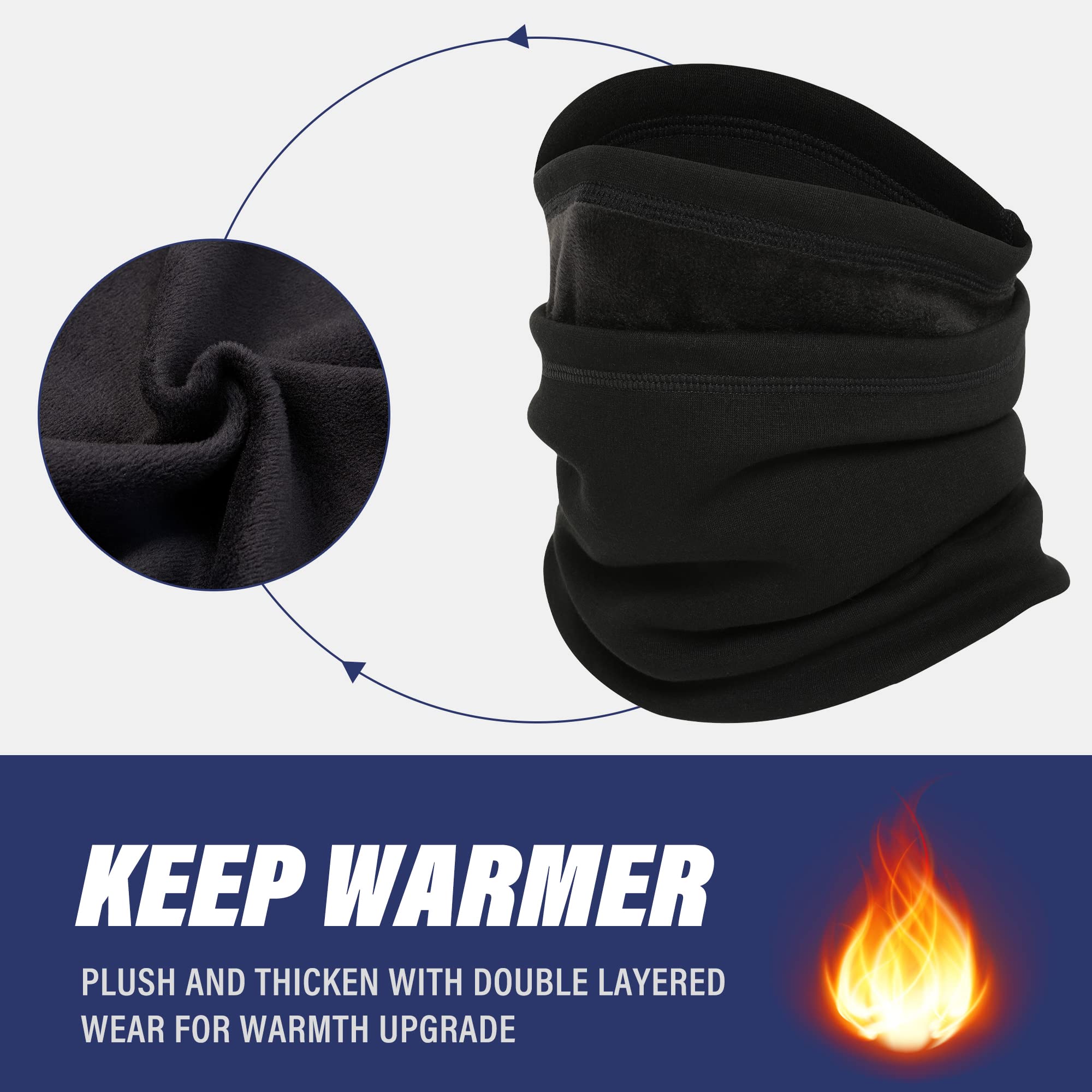 SUNMECI Fleece Neck Gaiter - Windproof Ski Scarf & Cold Weather Face Mask for Men Women - Perfect for Skiing, Snowboarding, Hiking & Winter Outdoor Activities