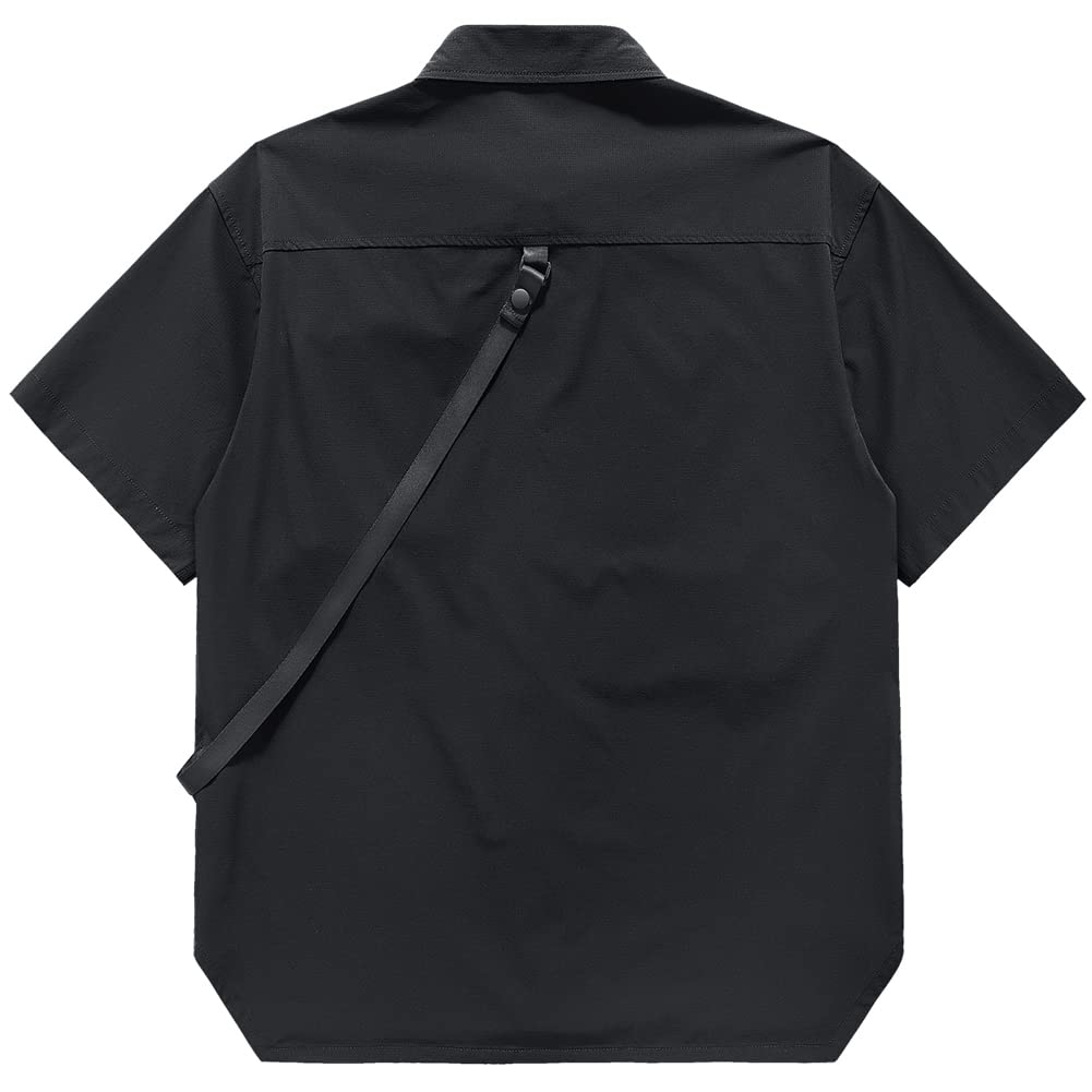 Men's Cargo Shirt Short Sleeve - Summer Tactical Techwear Shirt for Outdoor Hiking & Streetwear Fashion | Lightweight Breathable Work Shirt for Camping, Travel & Urban Style