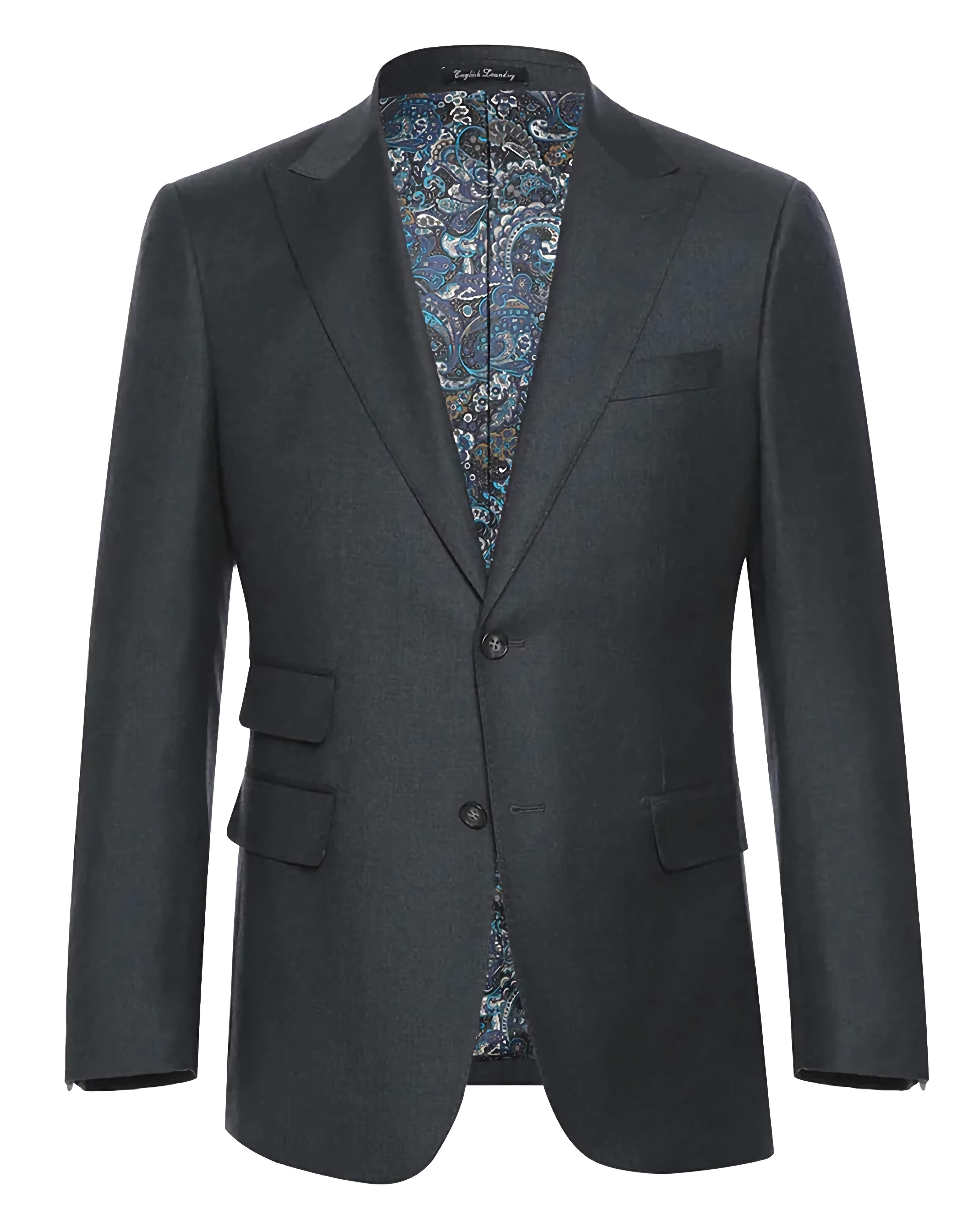 English Laundry Men's Slim Fit Wool & Cashmere 2-Piece Suit - Charcoal Gray | Premium Business Attire for Weddings, Office & Formal Events